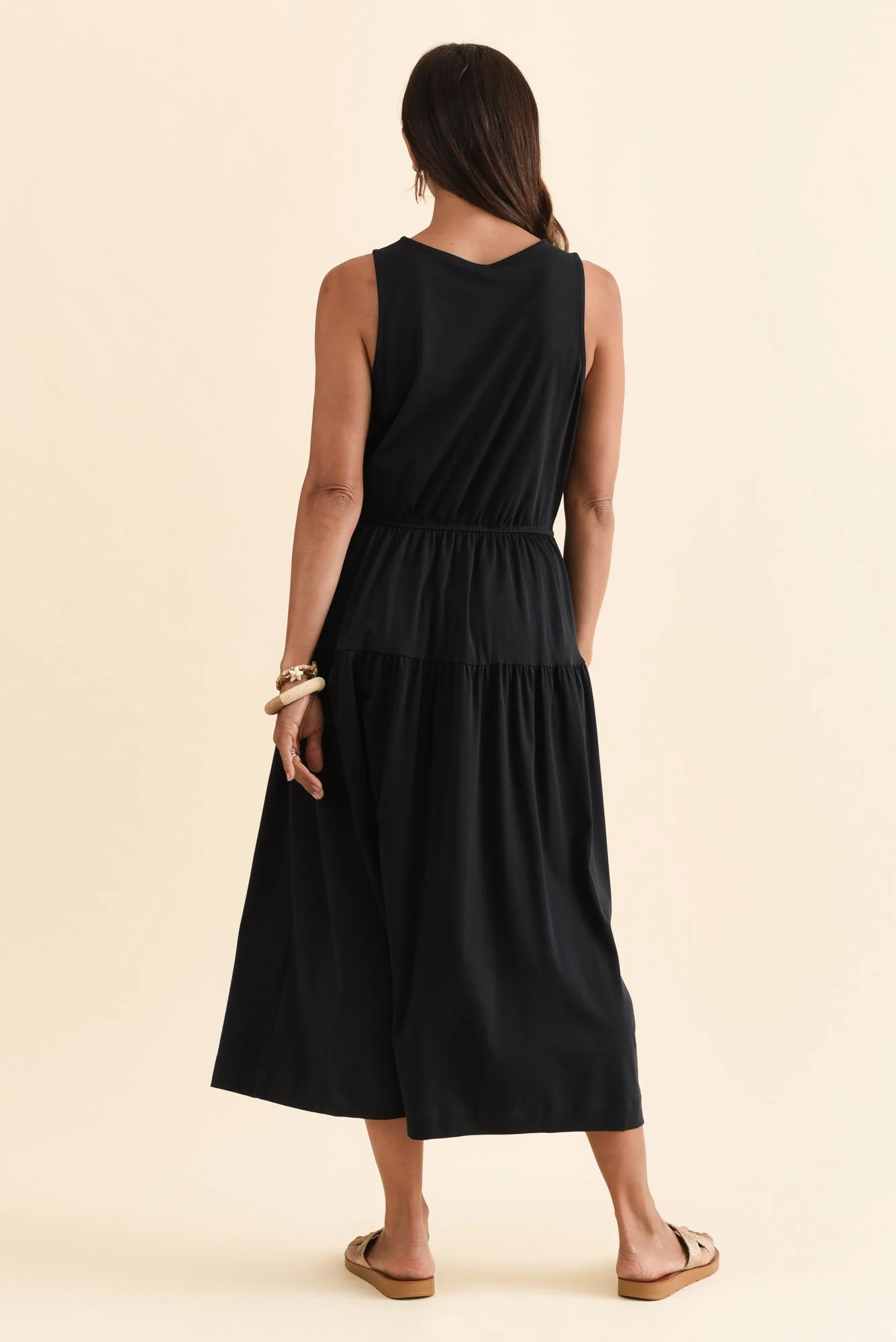 Coco Black Cotton Tier Dress - Image 4