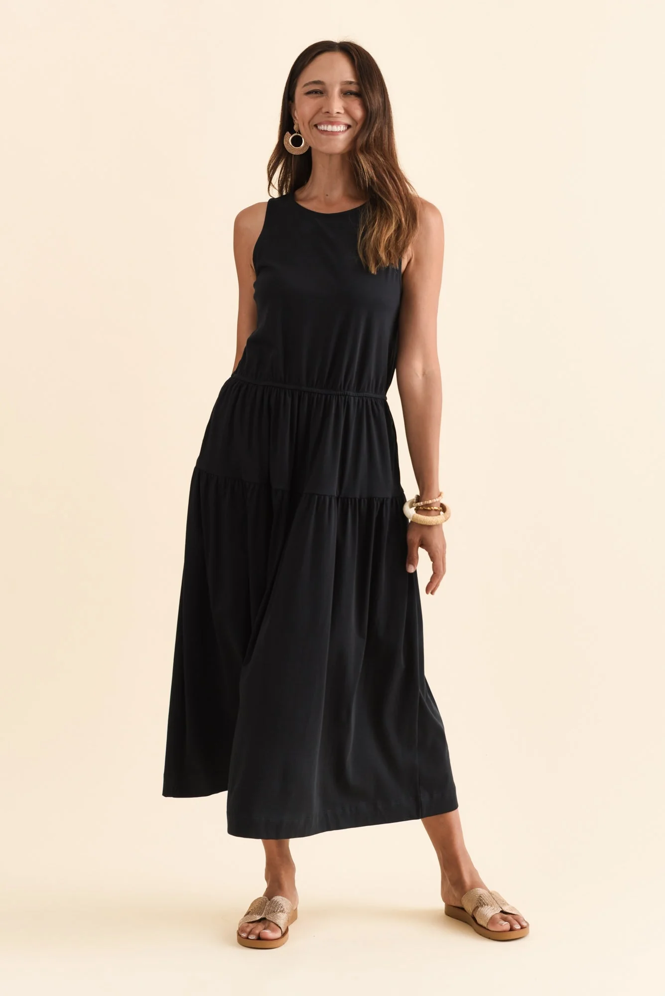 Coco Black Cotton Tier Dress - Image 6