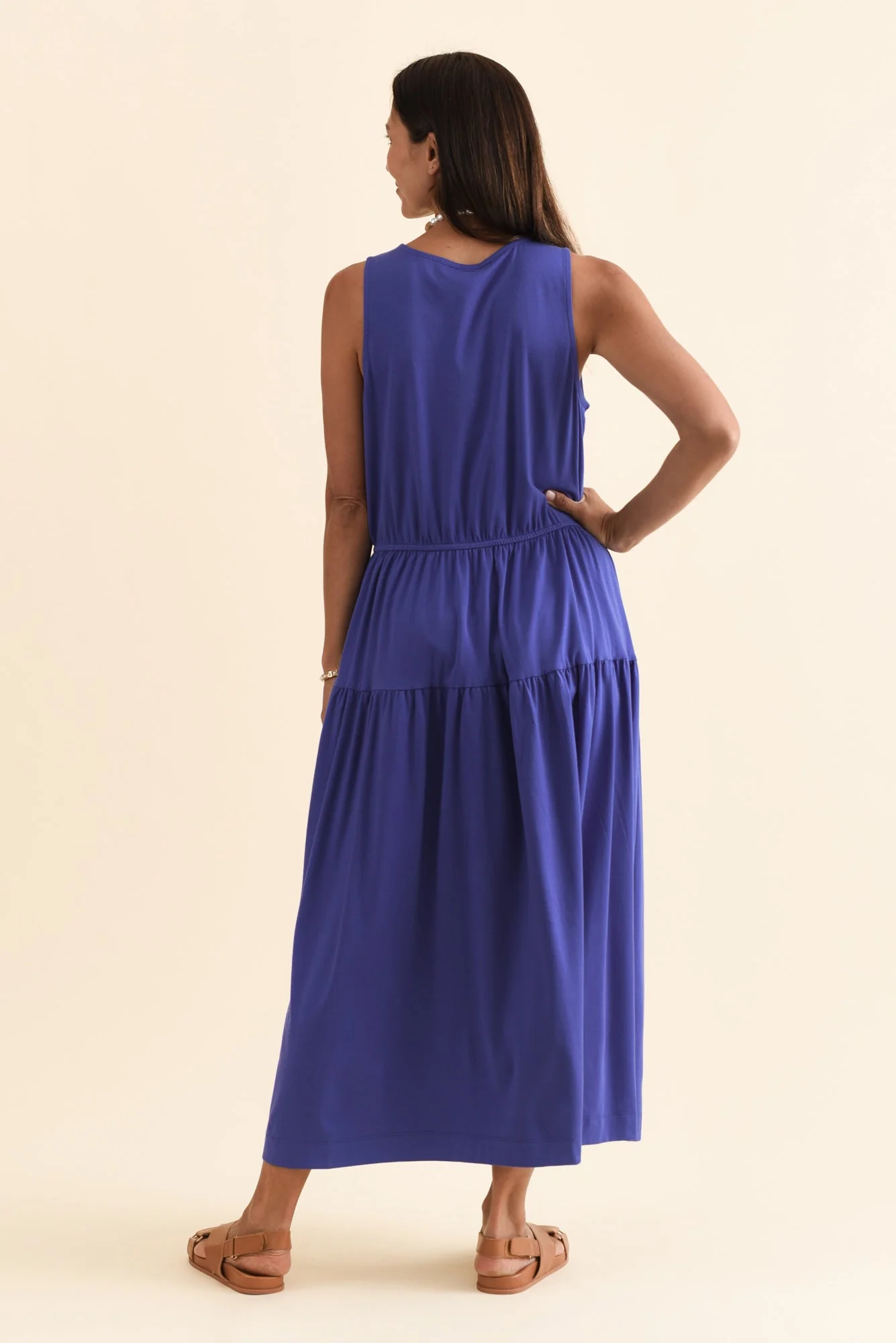 Coco Blue Cotton Tier Dress - Image 4