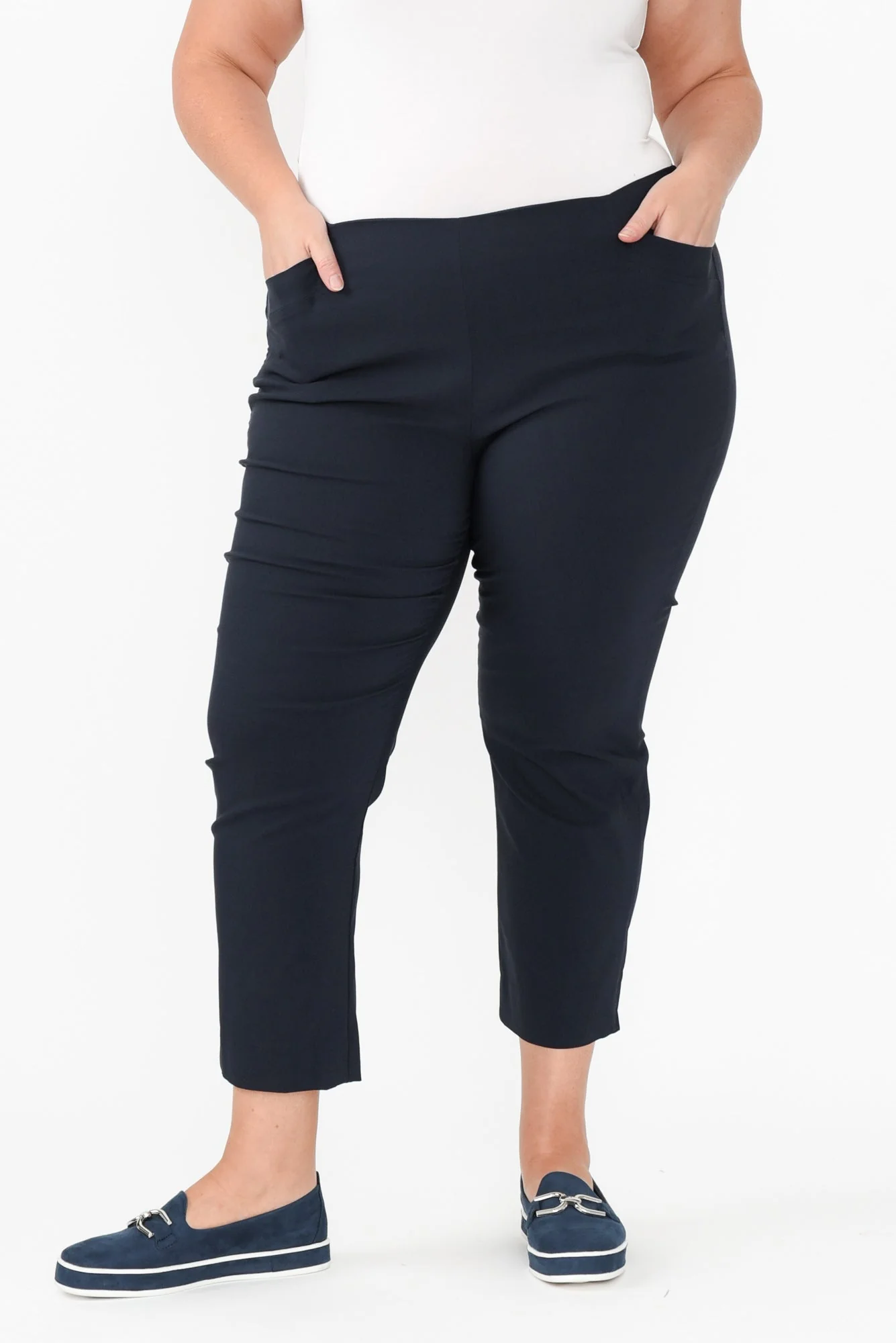 Cody Navy Stretch Capri Pants - Image 7