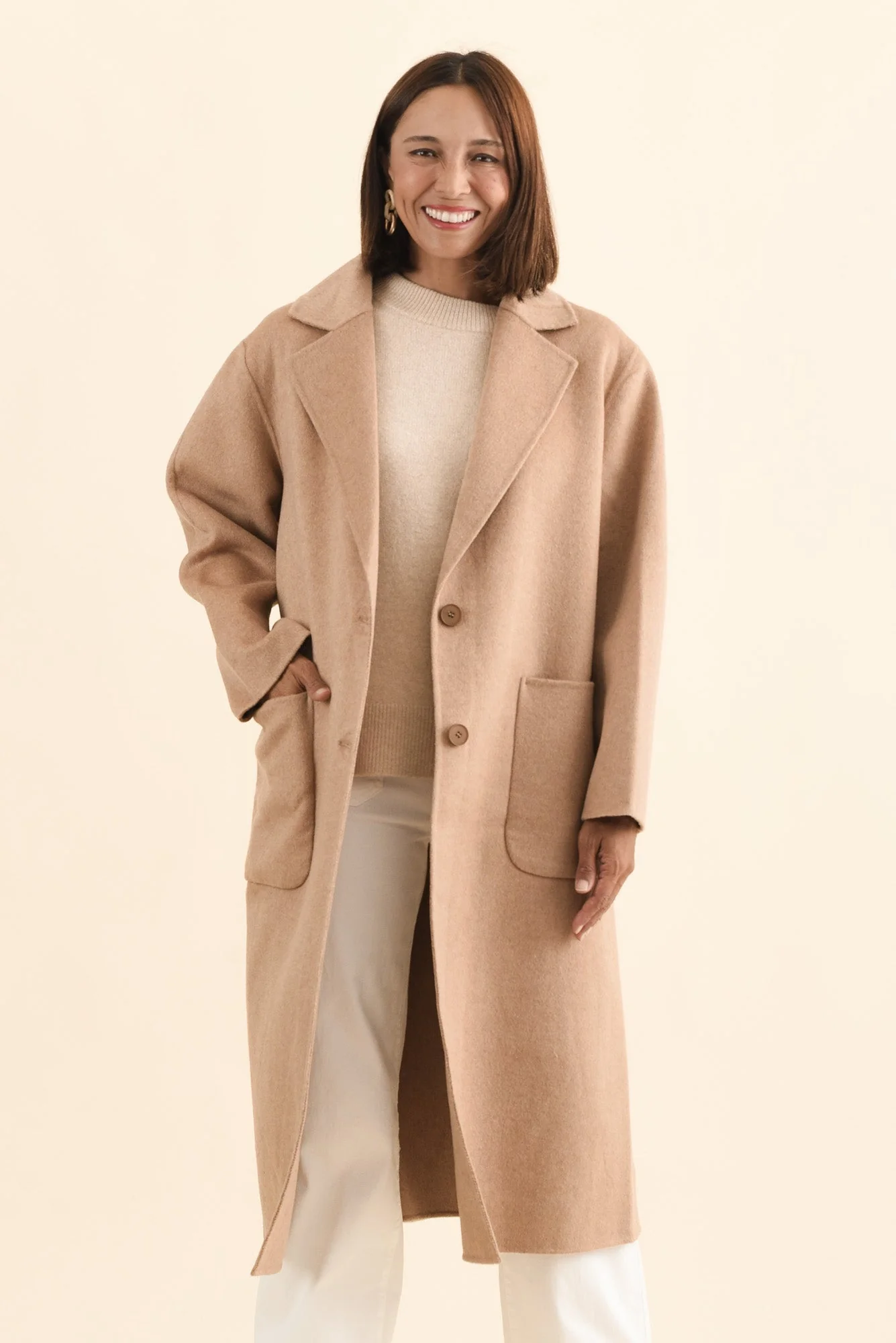 Cohan Camel Wool Blend Button Coat - Image 2