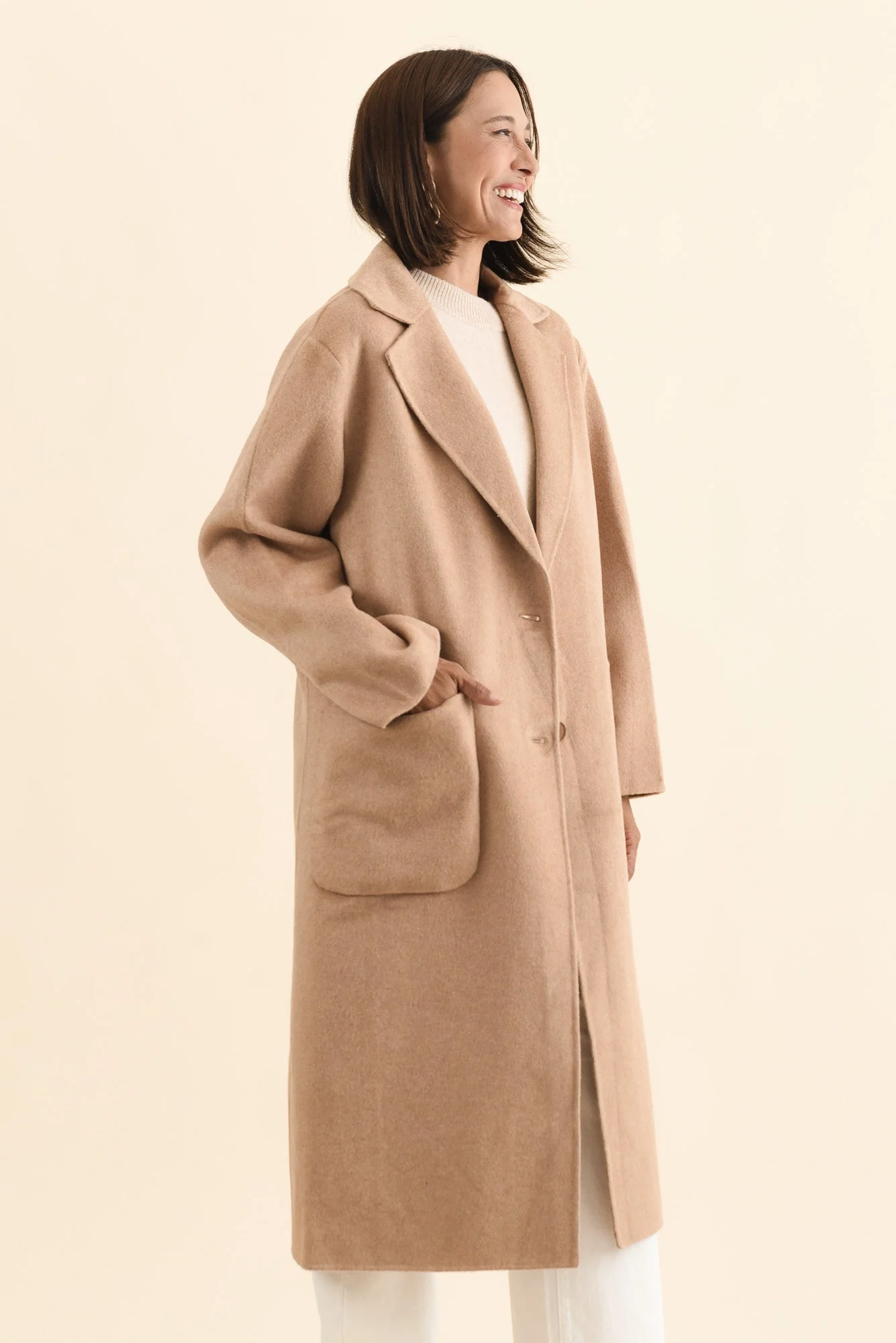 Cohan Camel Wool Blend Button Coat - Image 4