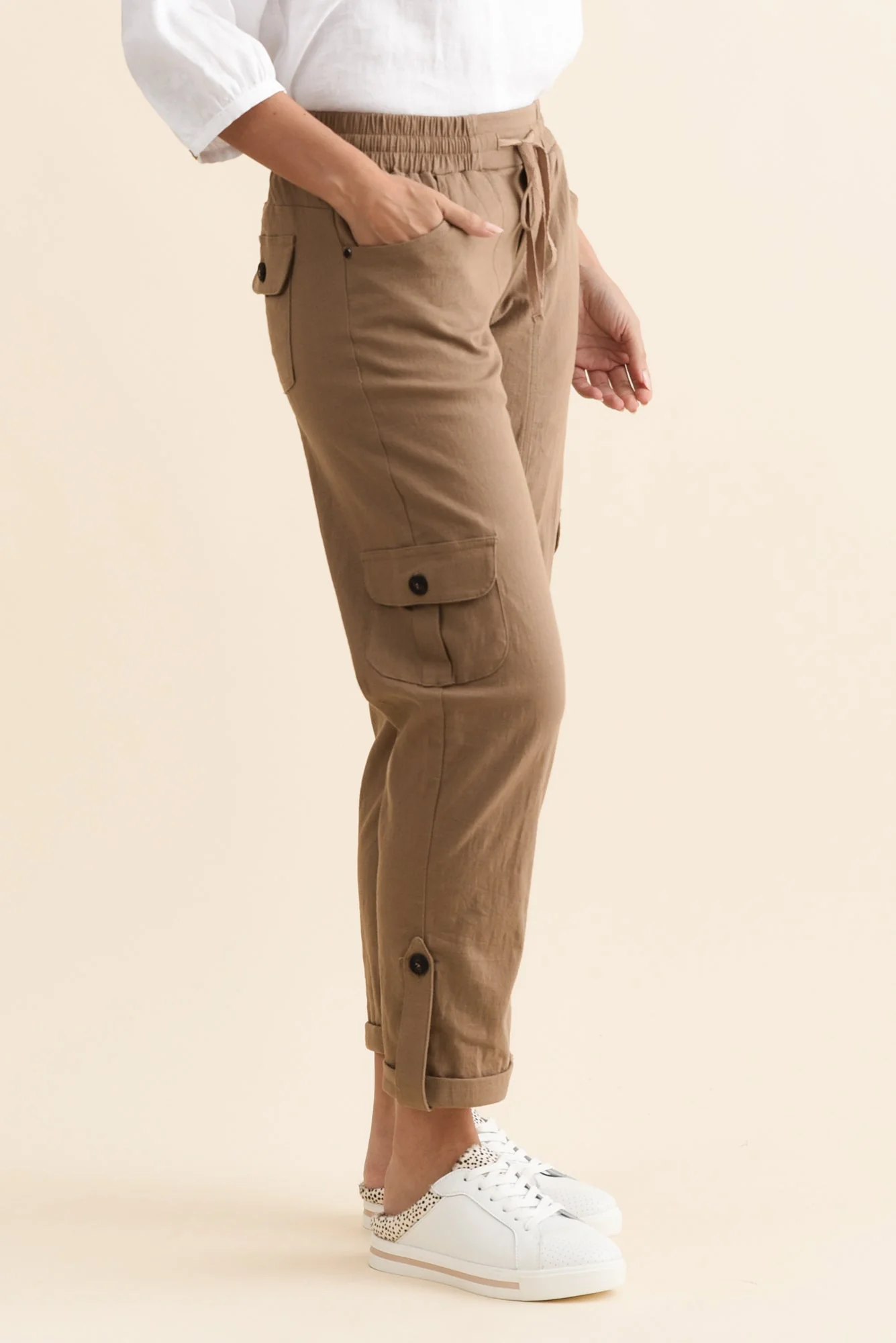 Colette Taupe Cargo Pants - Image 3