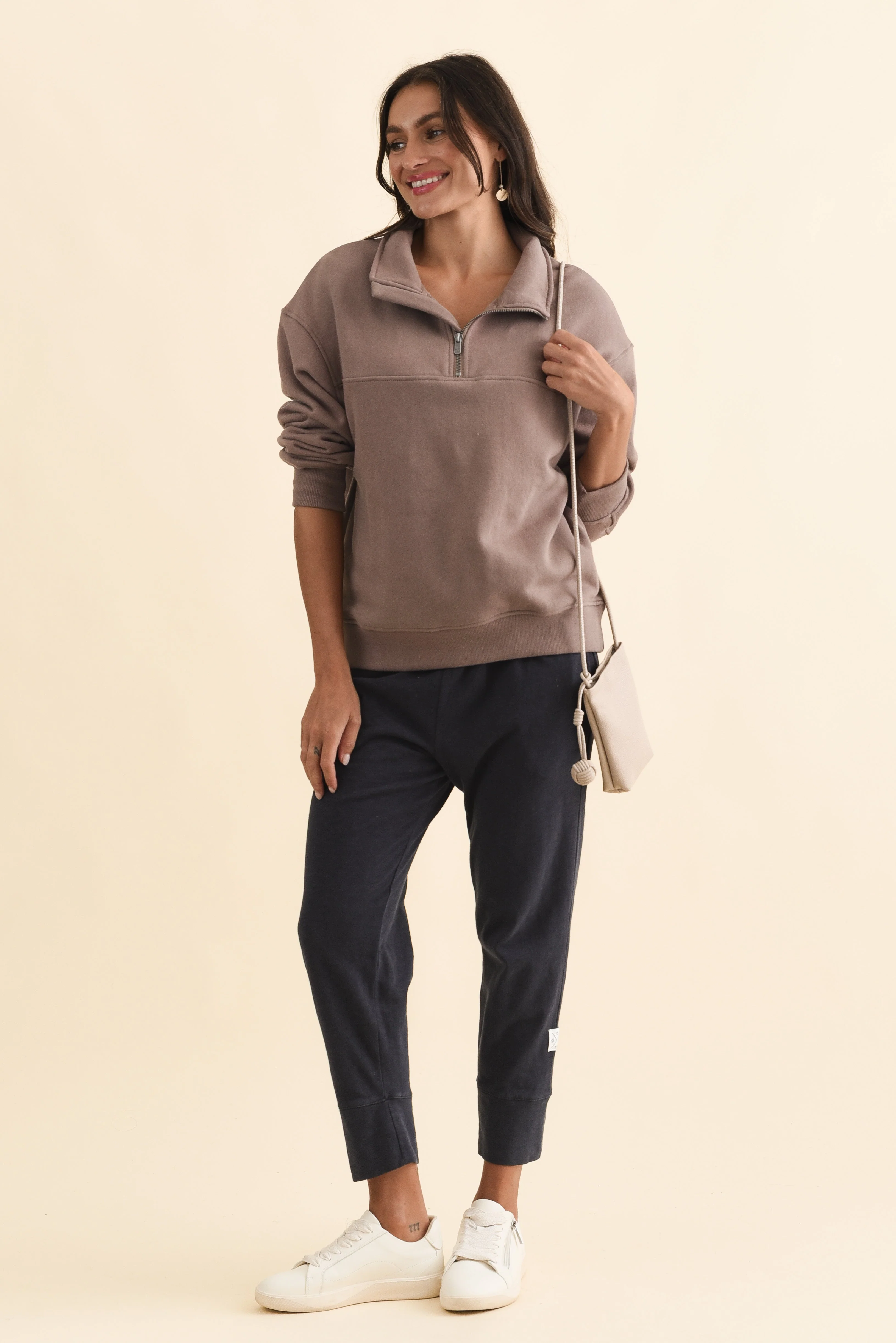 College Mocha Zip Sweatshirt - Image 2