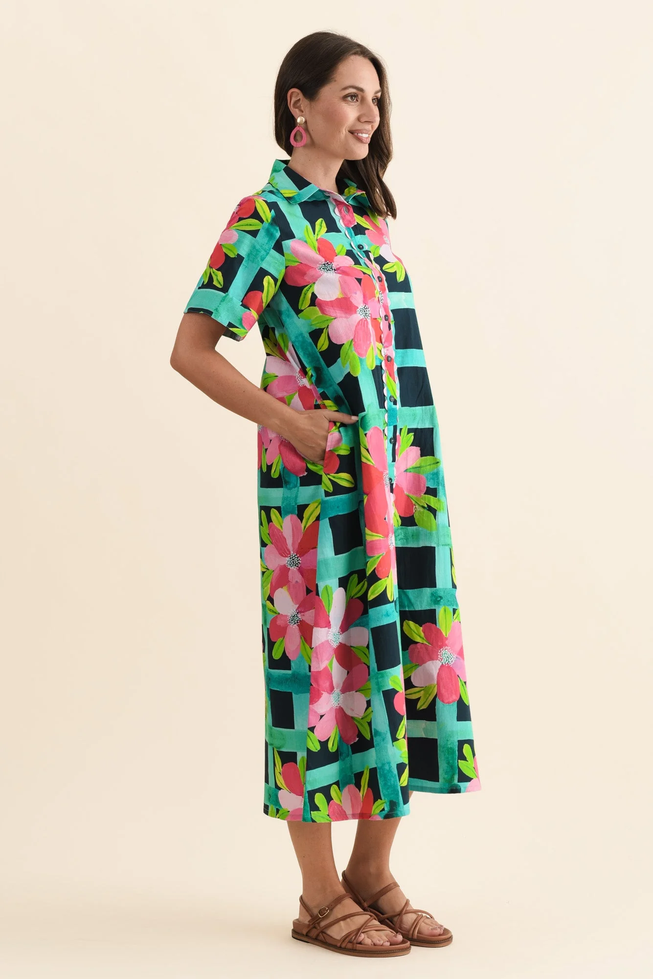 Como Pink Bloom Cotton Dress - Image 3
