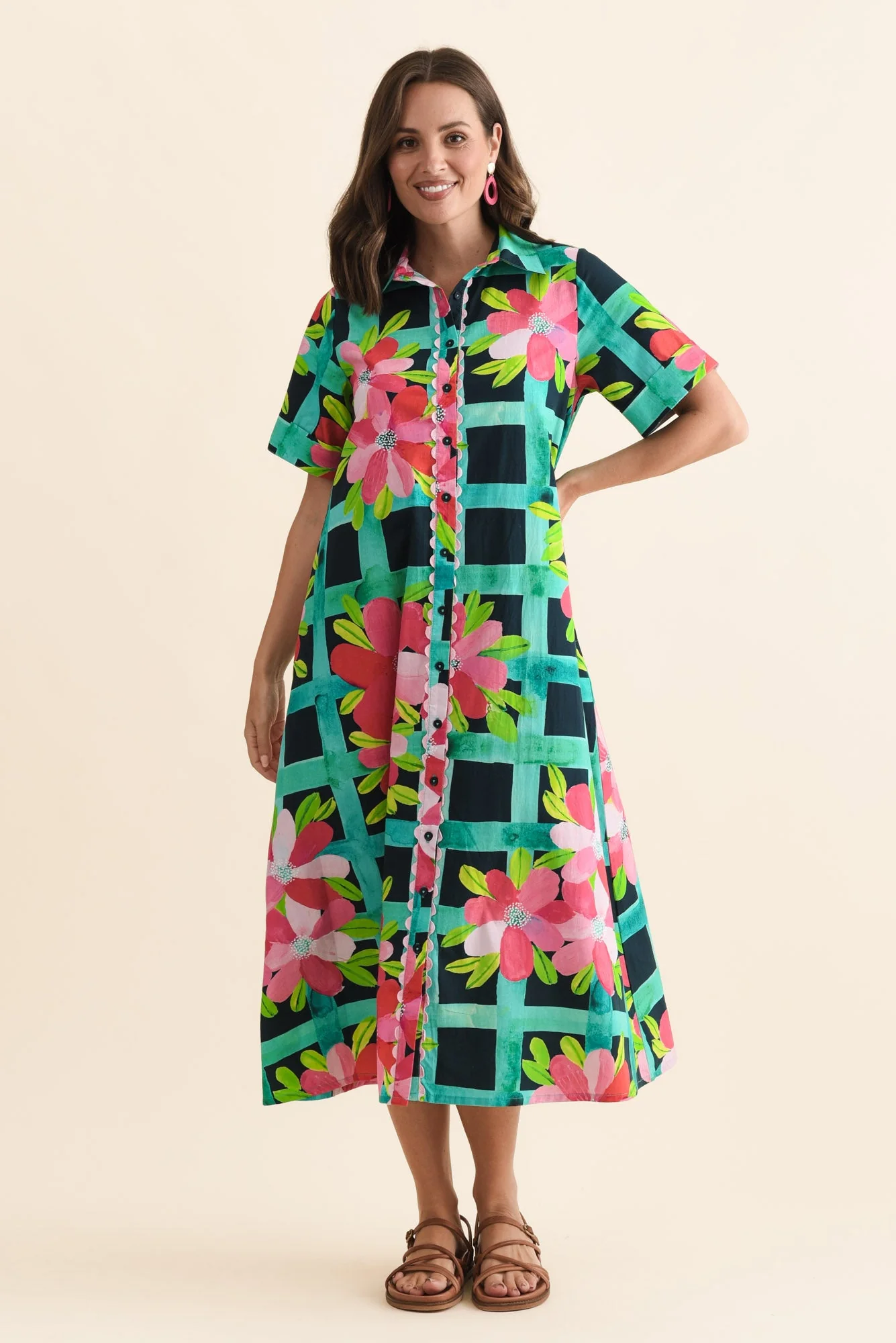 Como Pink Bloom Cotton Dress - Image 6