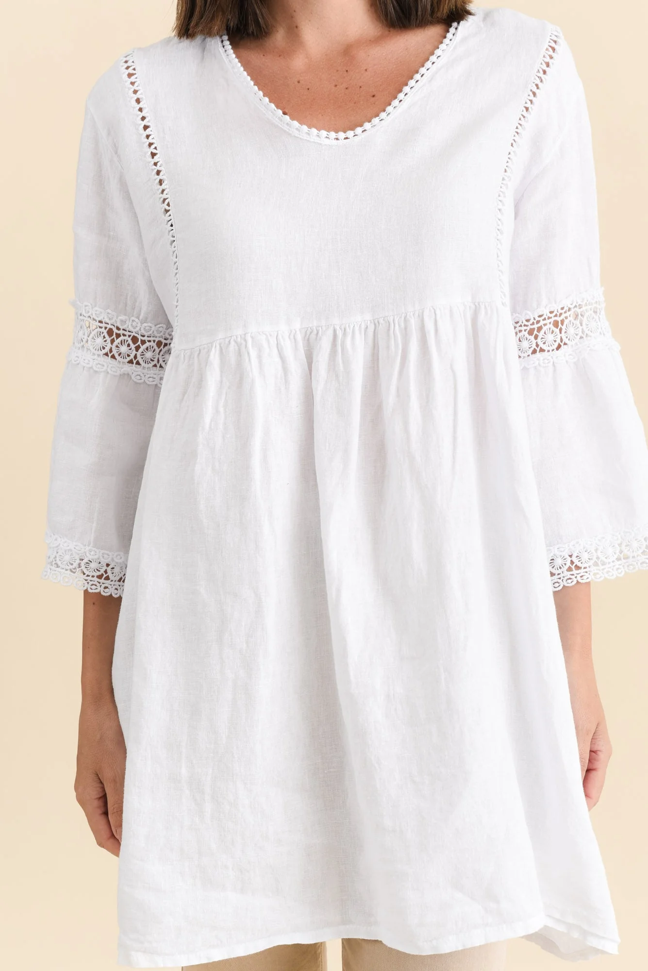 Conrad White Linen Lace Top - Image 5