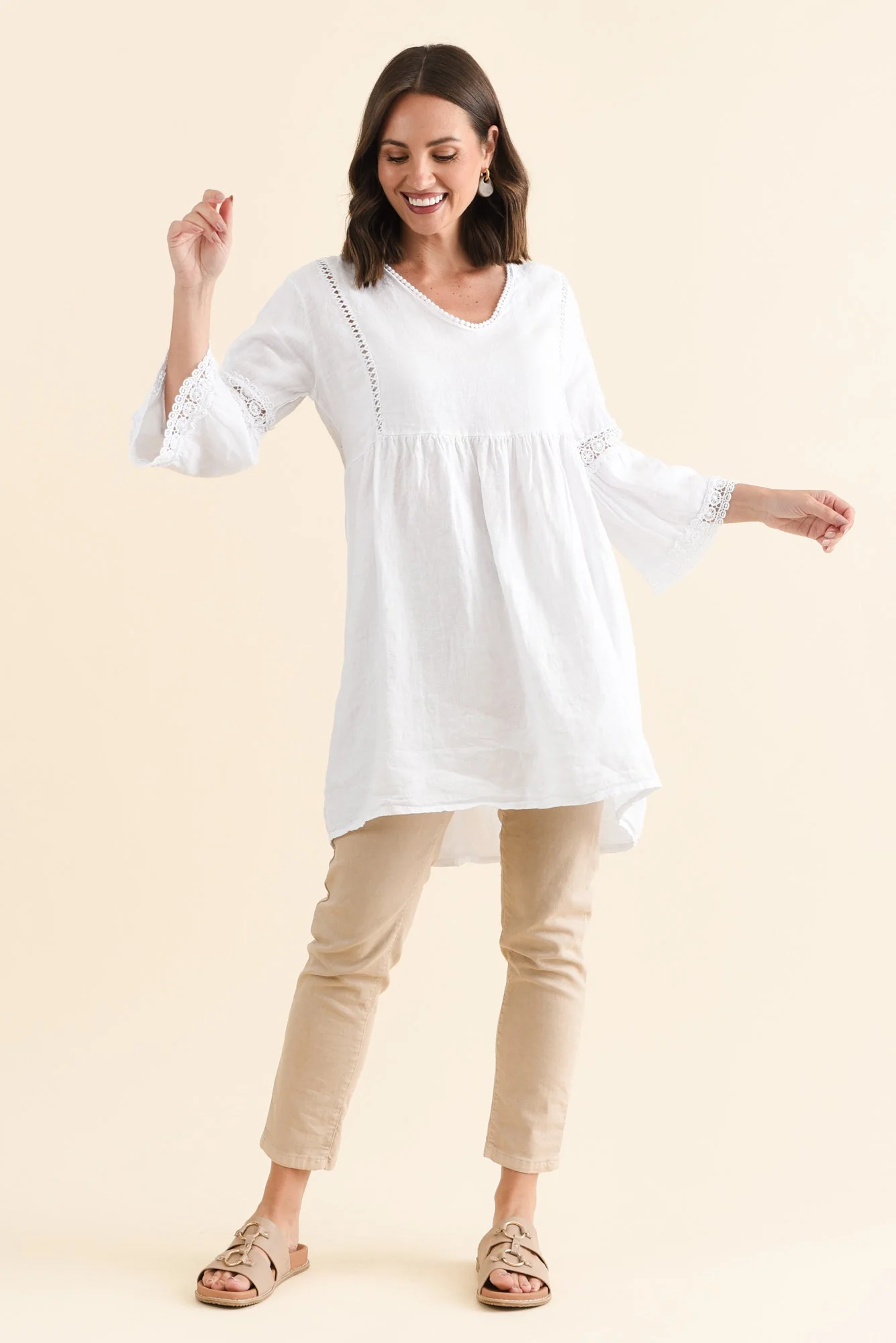 Conrad White Linen Lace Top - Image 6