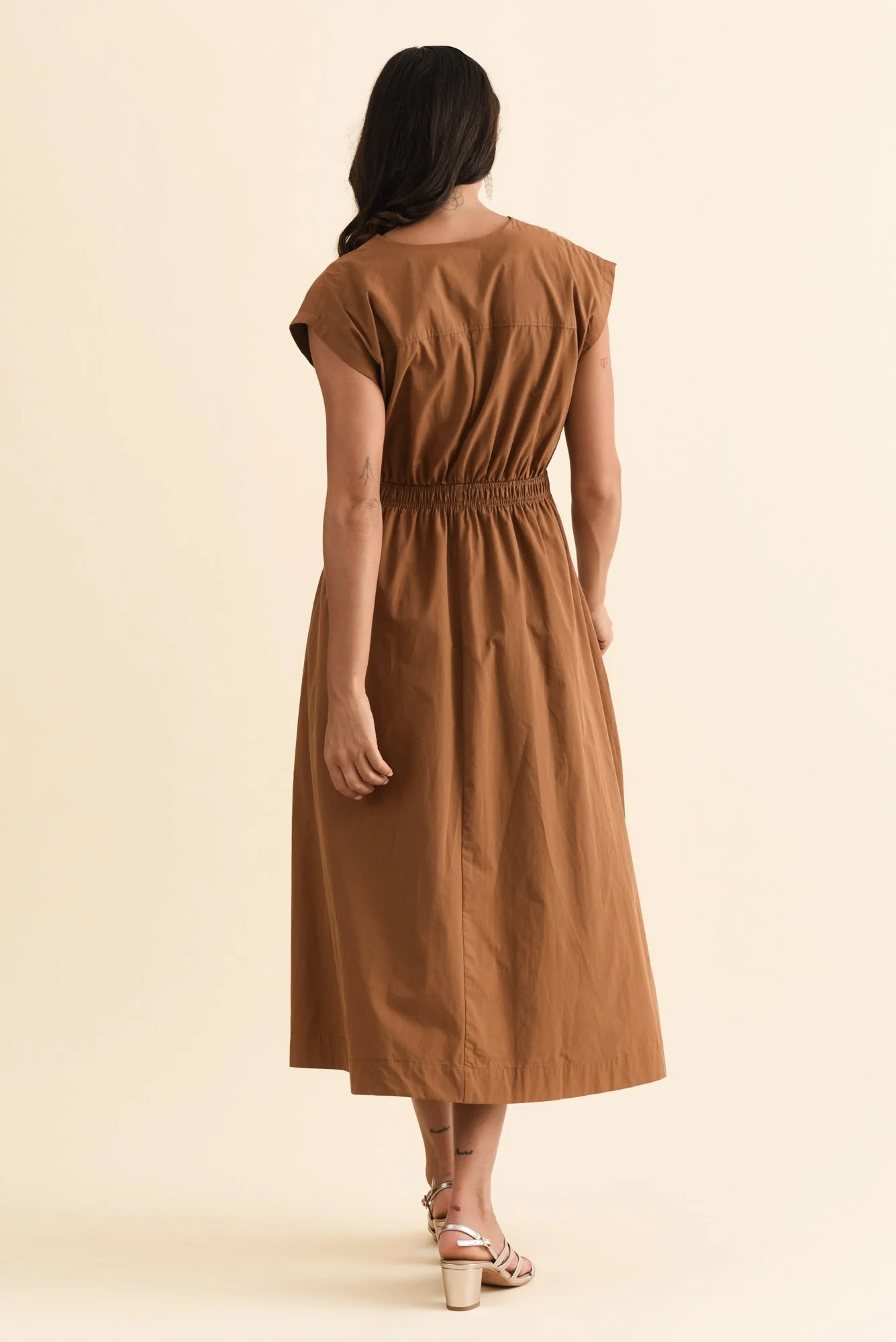 Cooper Mocha Cotton Pocket Dress - Image 4