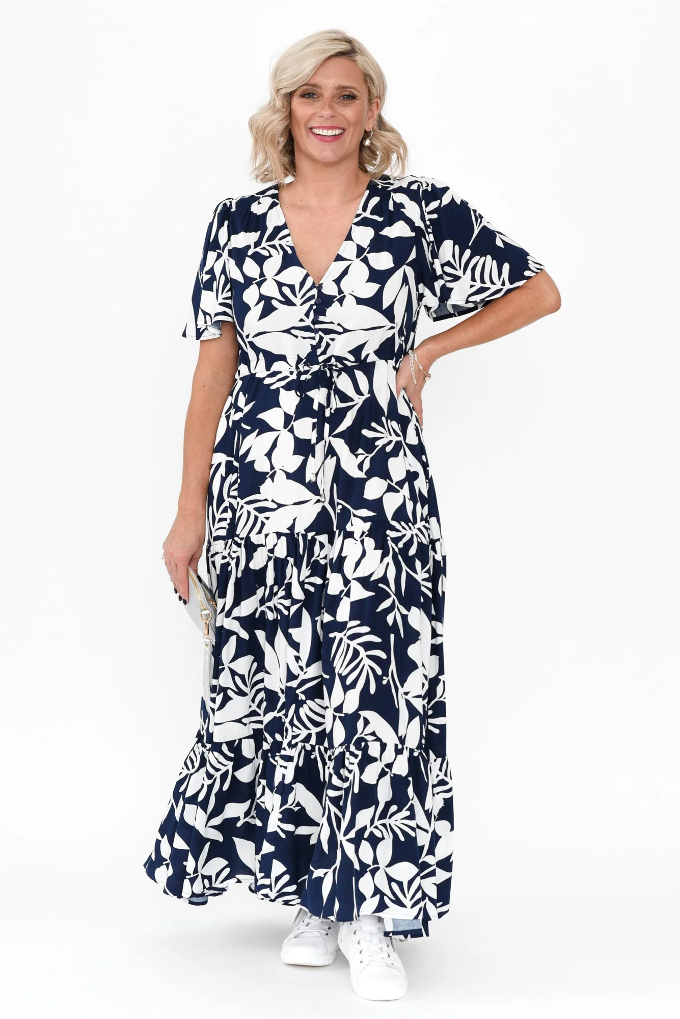 Cooper Navy Floral Tier Dress - Image 2
