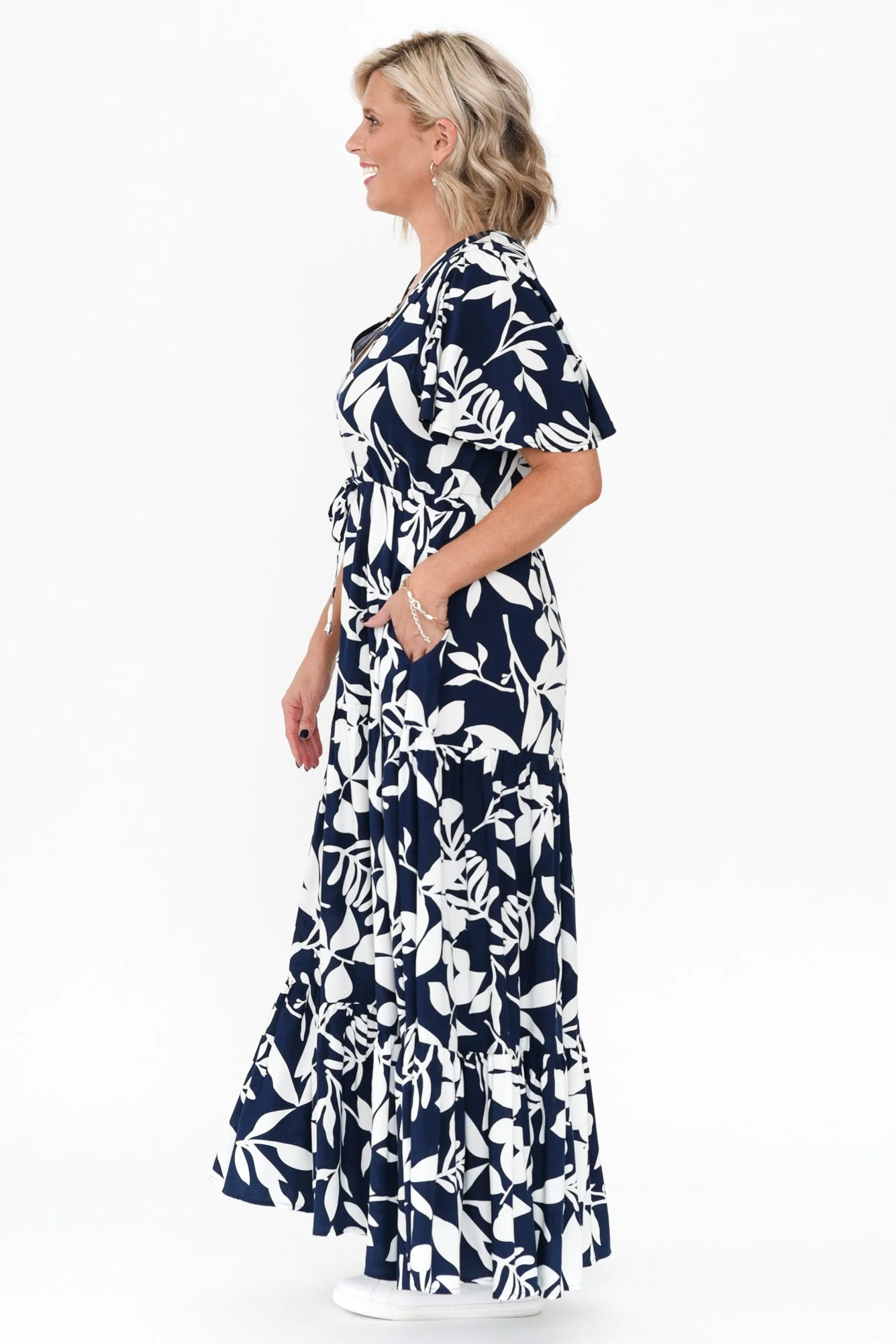 Cooper Navy Floral Tier Dress - Image 4