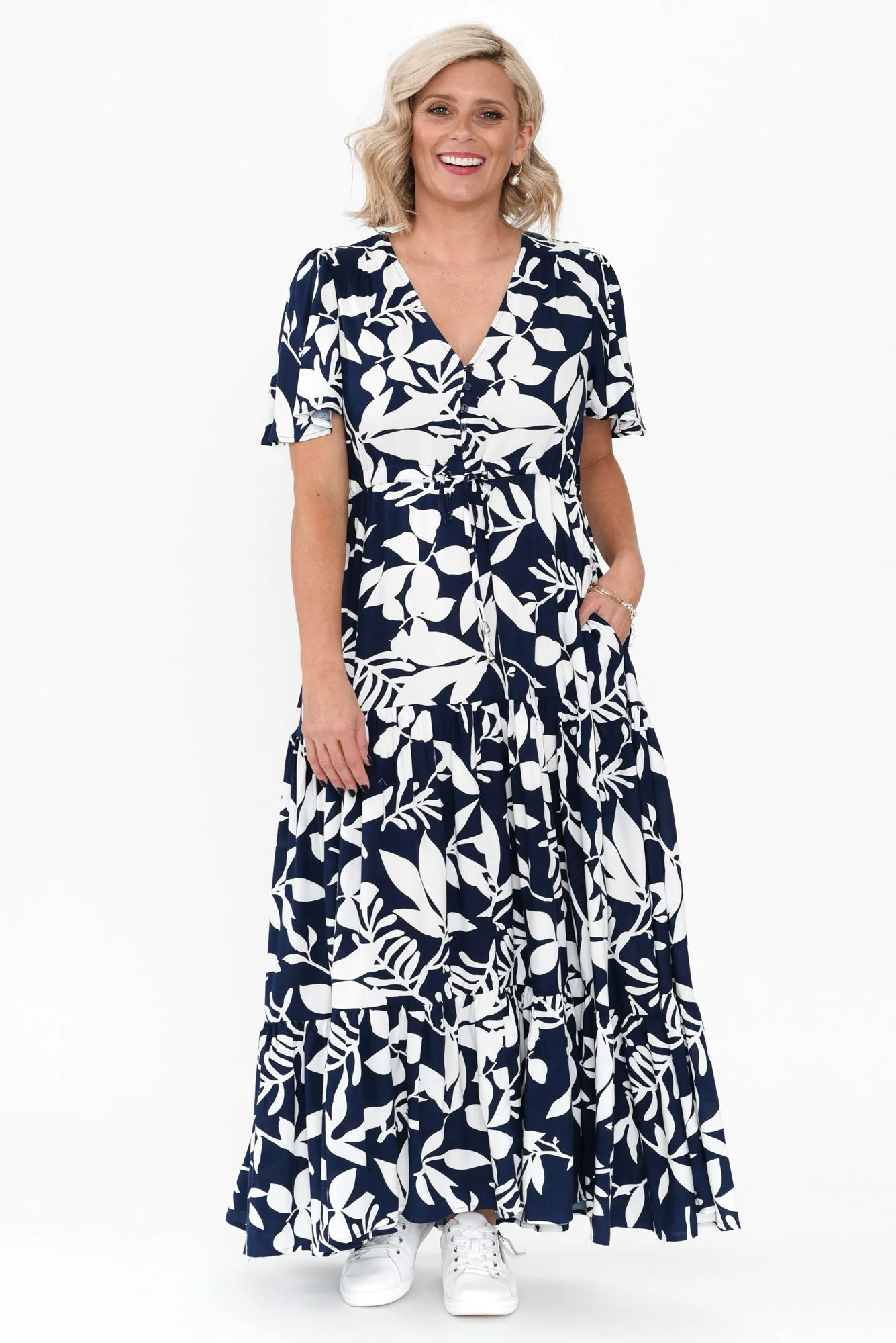 Cooper Navy Floral Tier Dress - Image 7