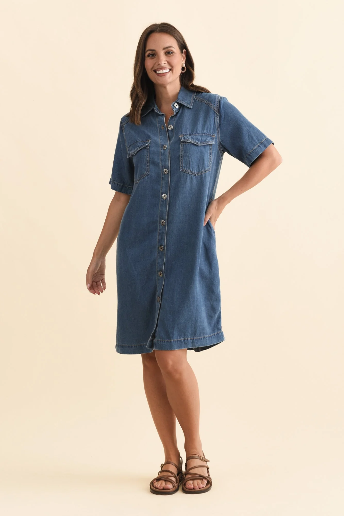 Cora Blue Denim Shirt Dress - Image 2