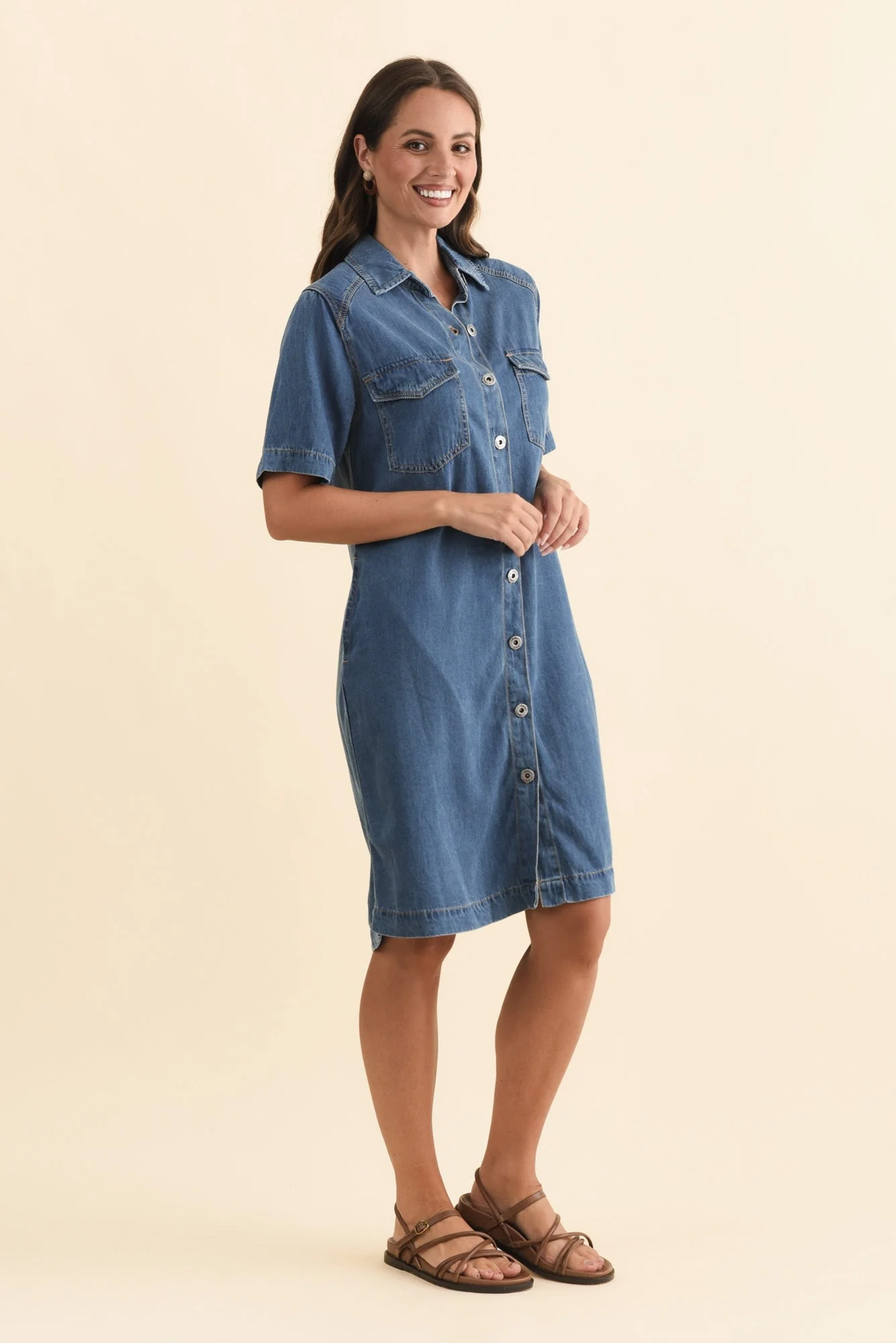 Cora Blue Denim Shirt Dress - Image 3