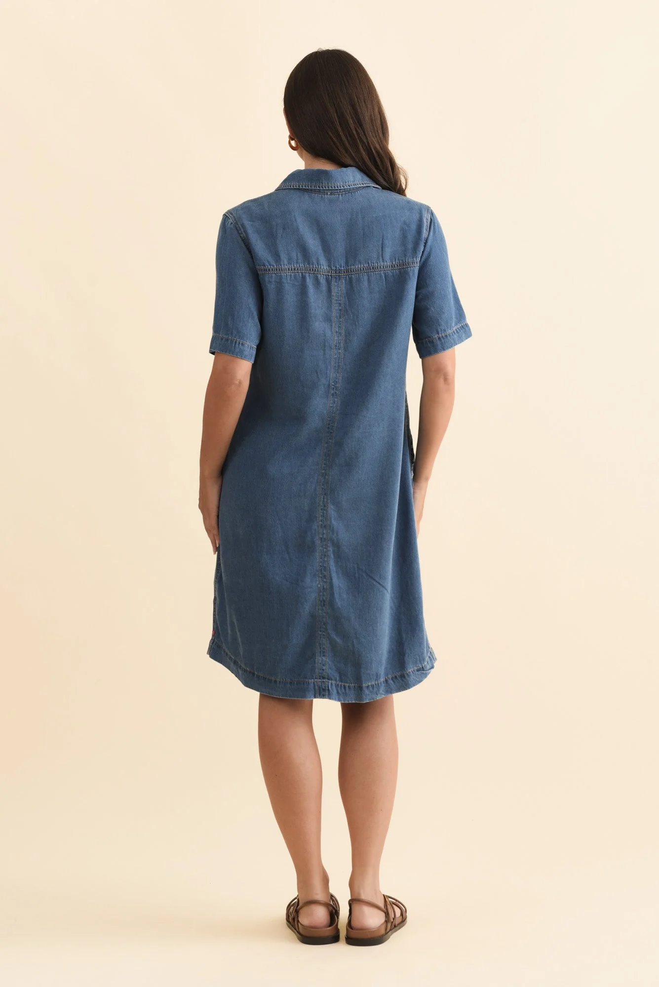 Cora Blue Denim Shirt Dress - Image 4