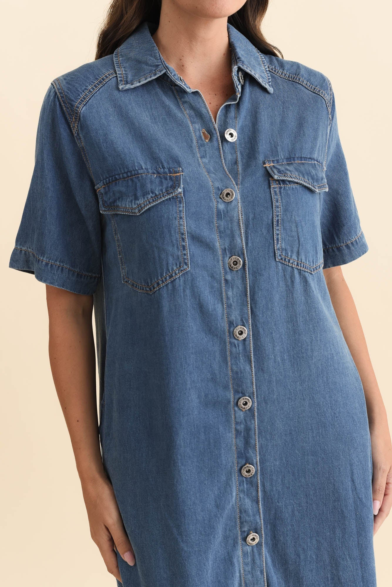 Cora Blue Denim Shirt Dress - Image 5