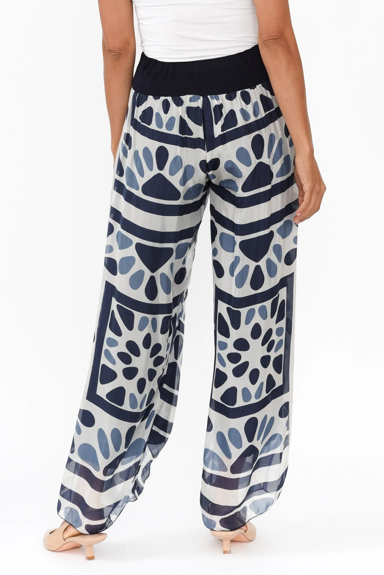 Coralia Blue Geo Silk Pants - Image 5