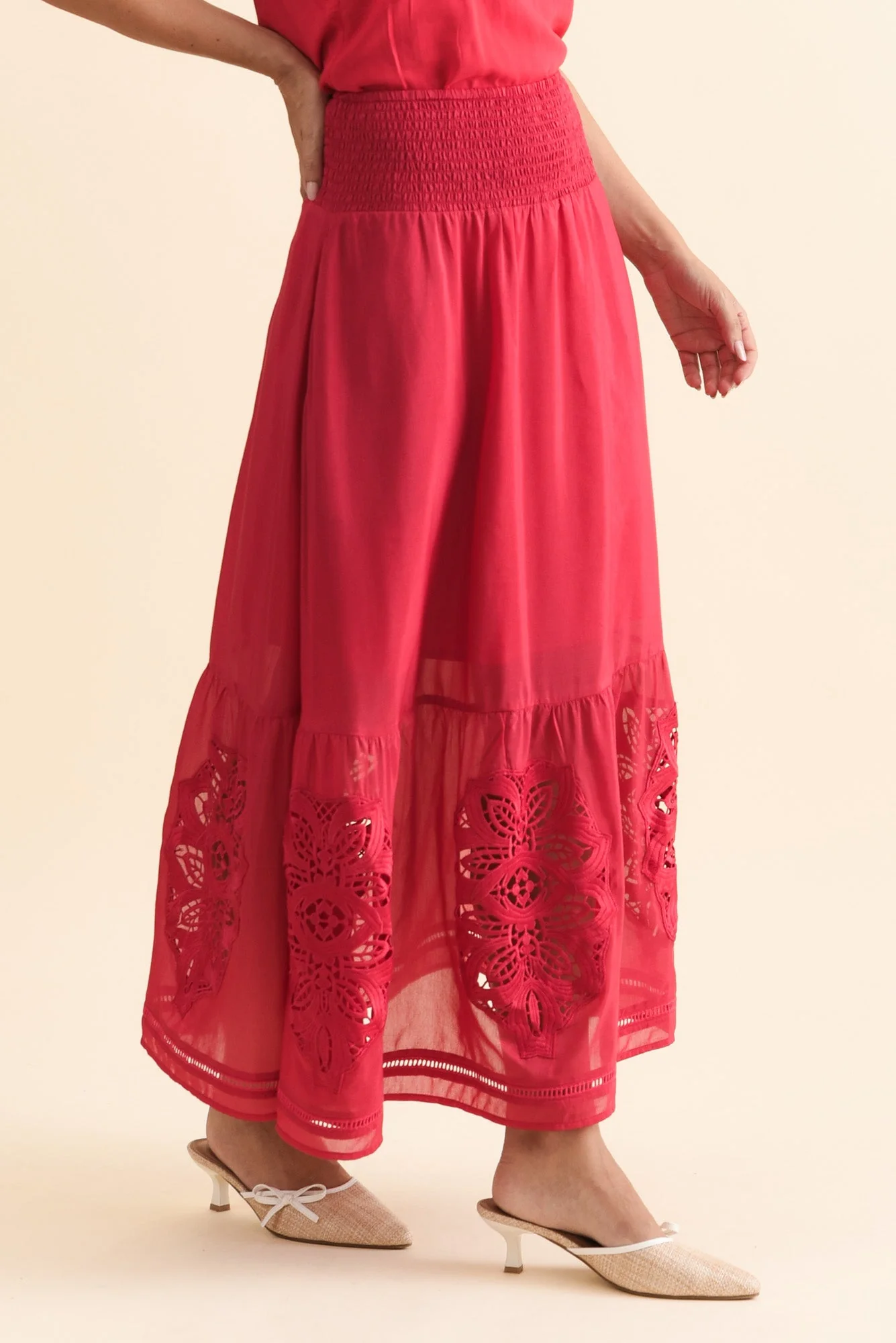 Cordelia Ruby Cotton Silk Skirt - Image 3
