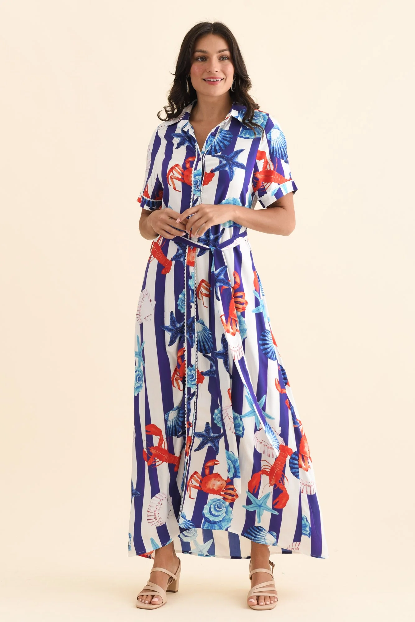 Corine Blue Beach Tie Dress - Image 2