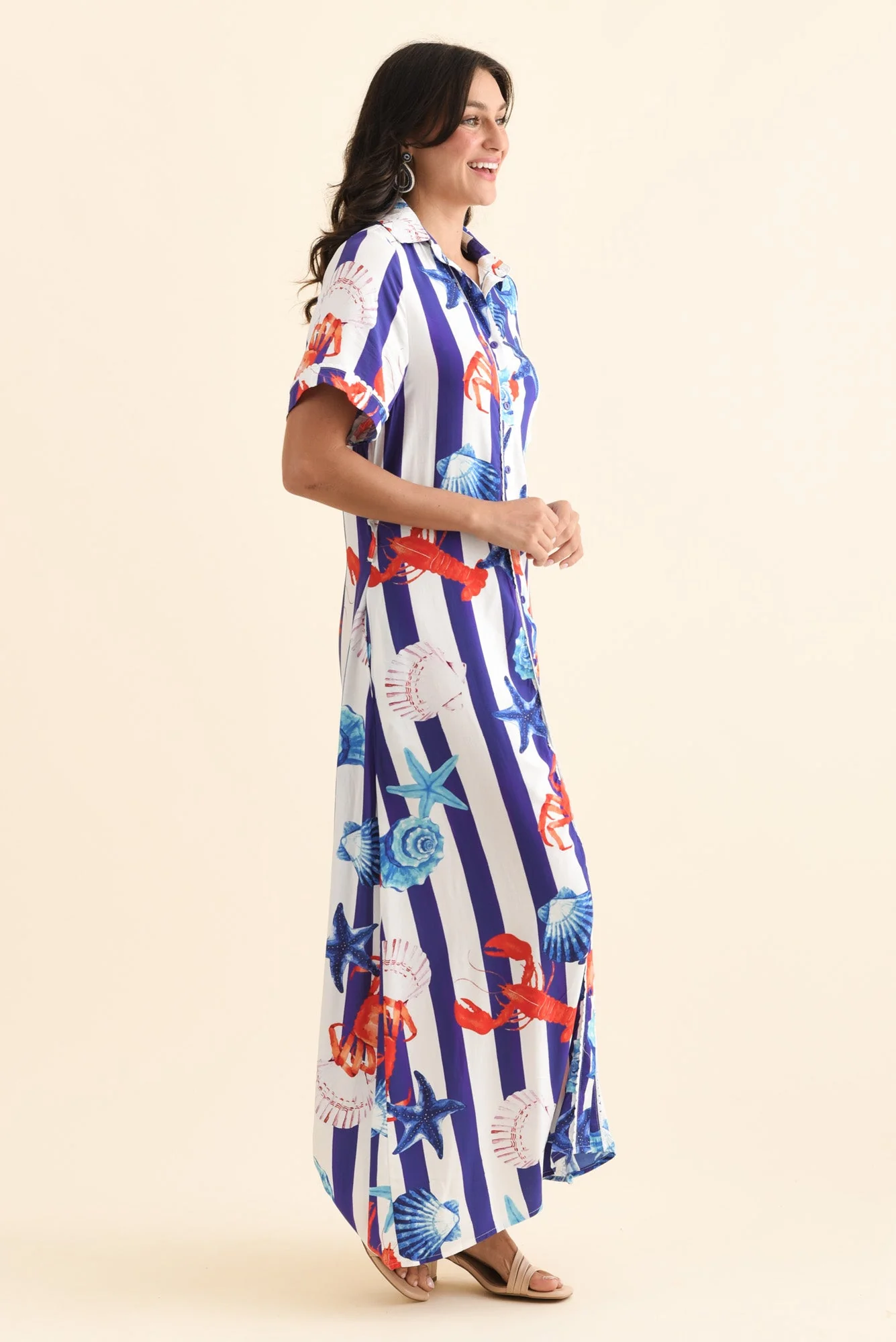 Corine Blue Beach Tie Dress - Image 3