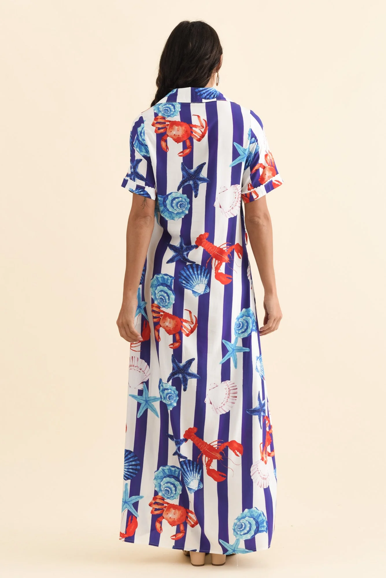 Corine Blue Beach Tie Dress - Image 4