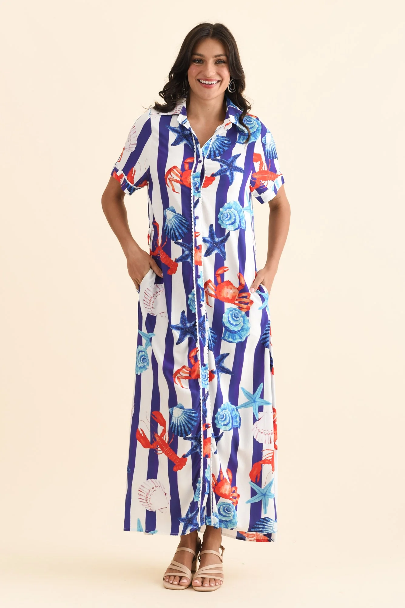 Corine Blue Beach Tie Dress - Image 6