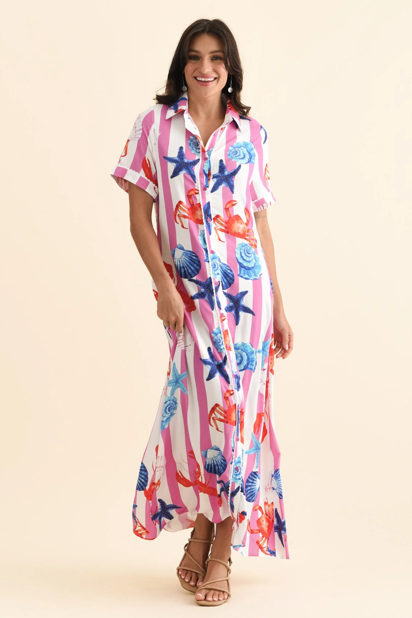 Corine Pink Beach Tie Dress - Image 2