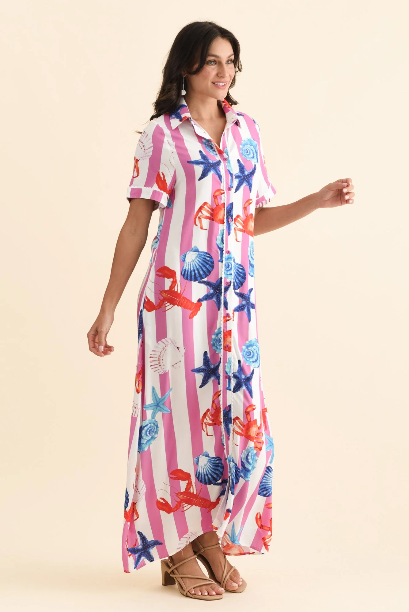 Corine Pink Beach Tie Dress - Image 3