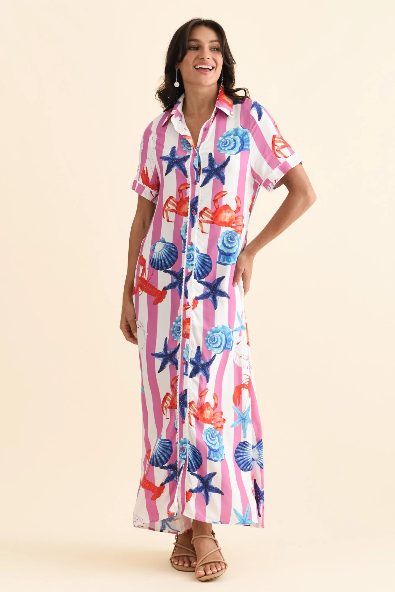 Corine Pink Beach Tie Dress - Image 6