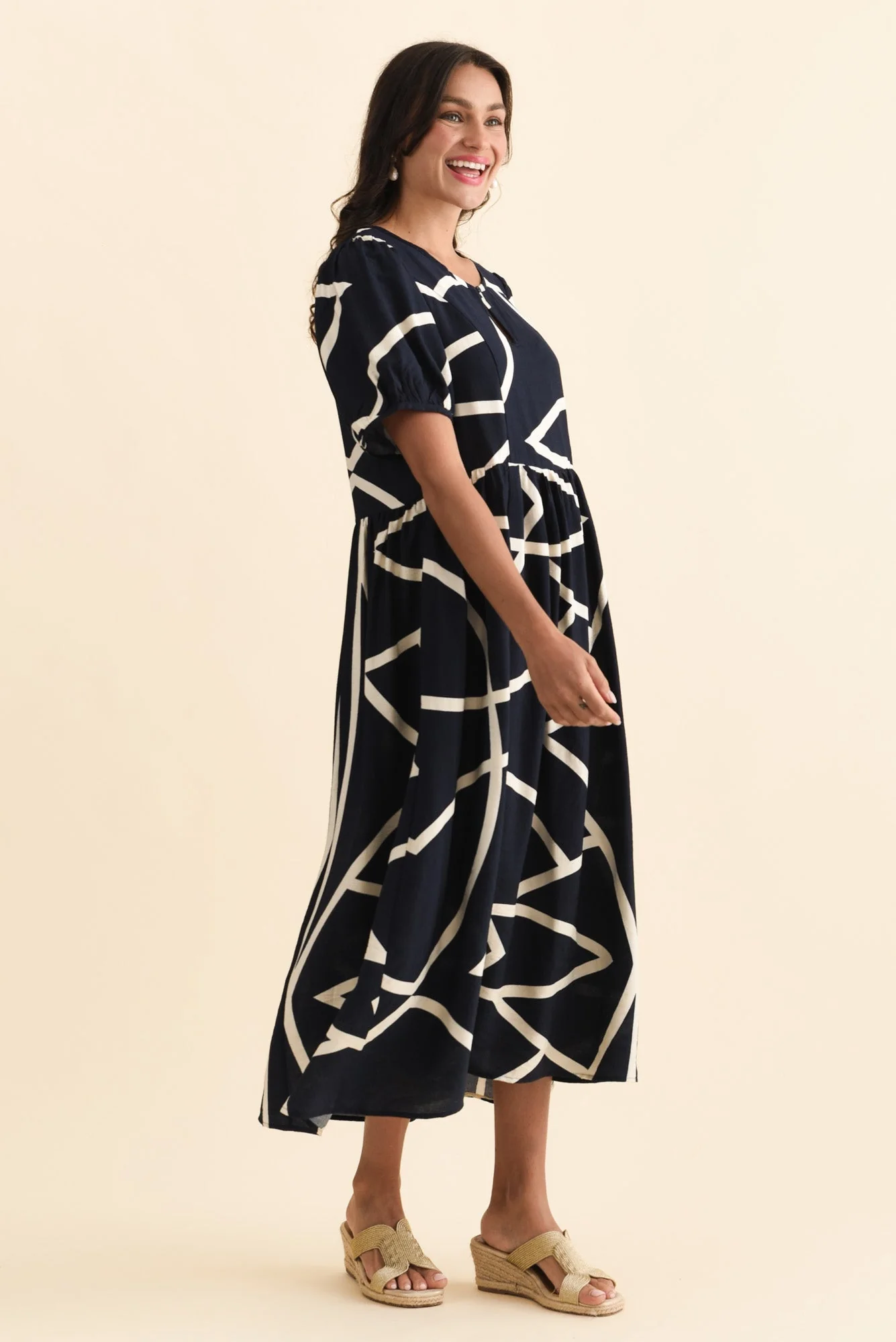 Cosgrove Navy Abstract Pocket Dress - Image 3