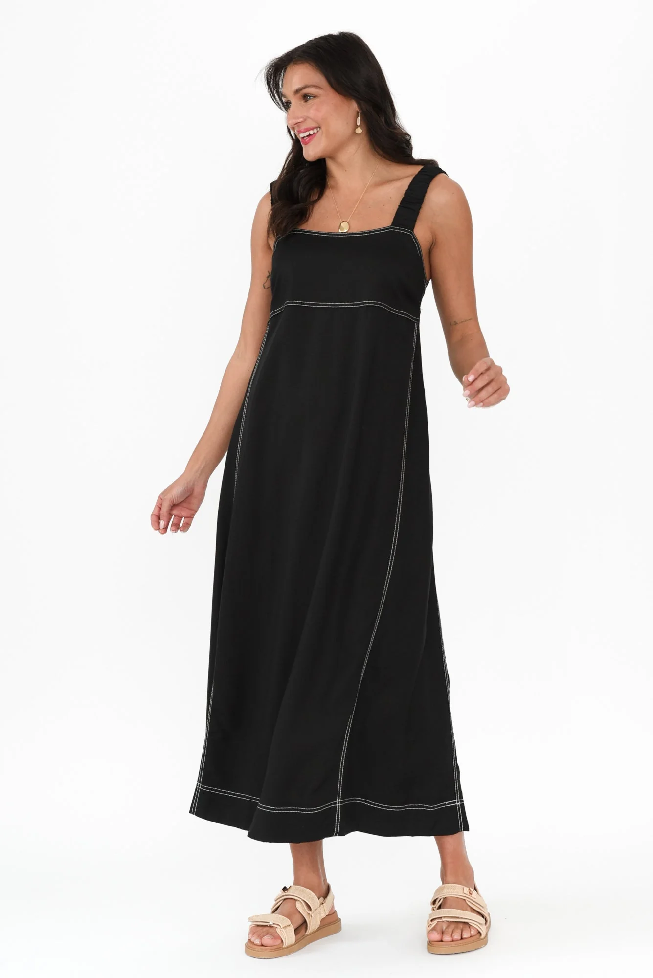 Cosma Black Contrast Maxi Dress - Image 2