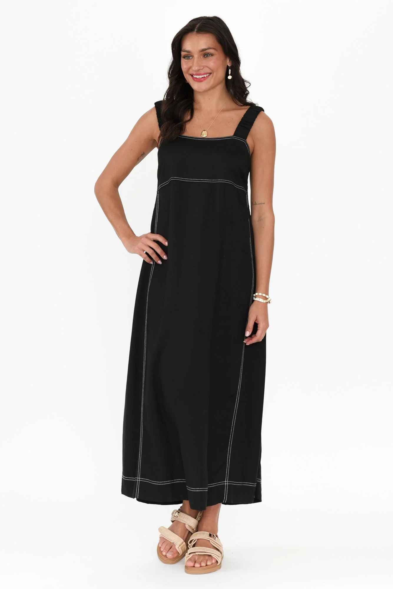 Cosma Black Contrast Maxi Dress - Image 6