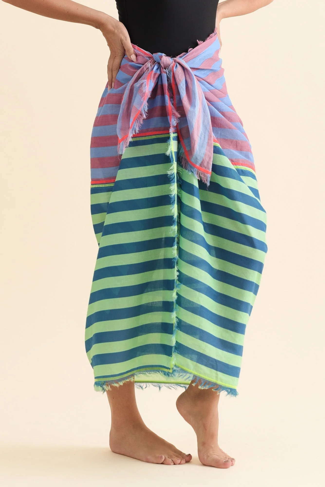 Cosmos Blue Stripe Cotton Sarong - Image 3