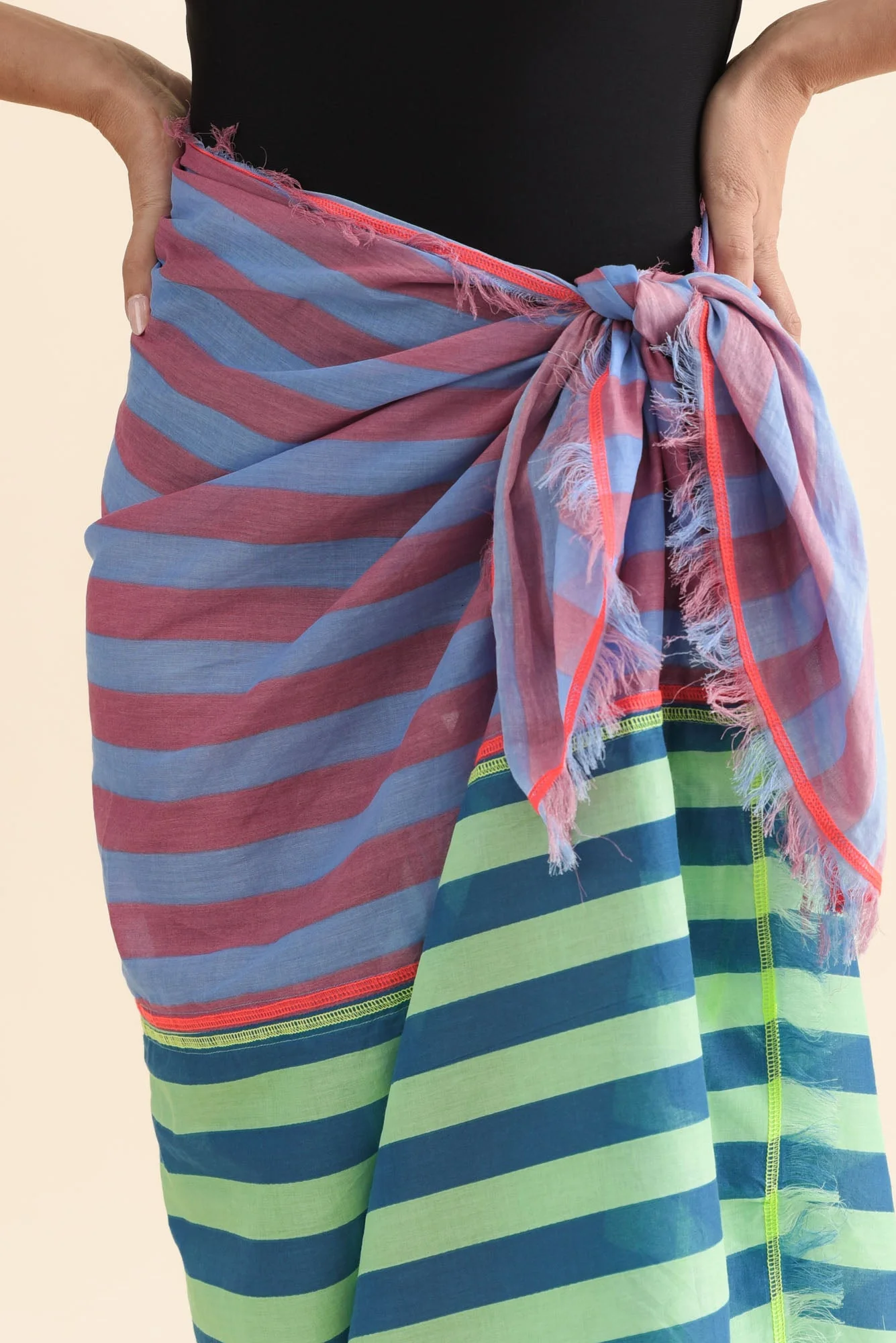 Cosmos Blue Stripe Cotton Sarong - Image 5