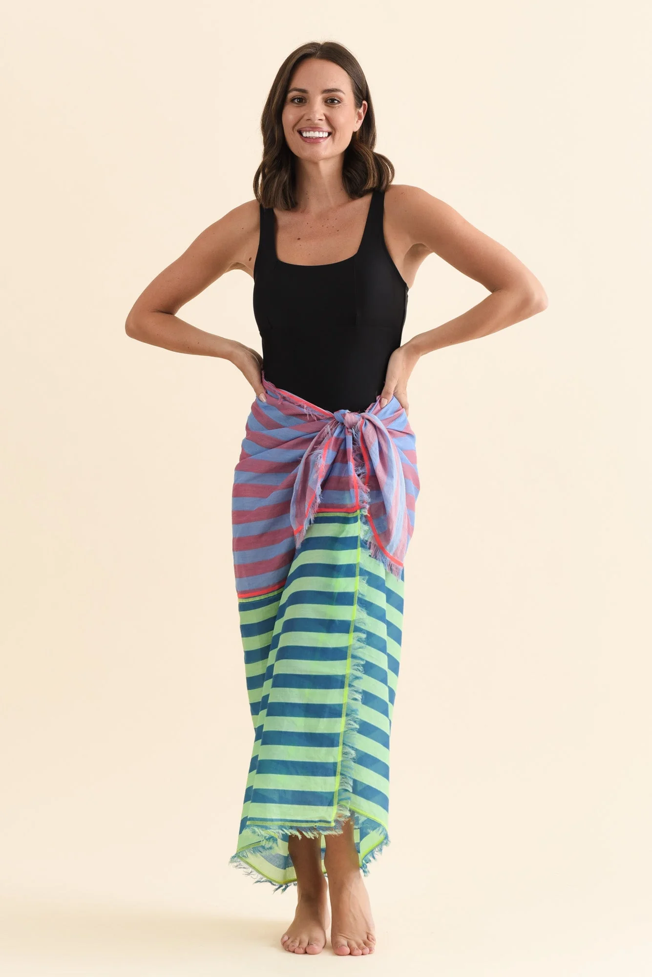 Cosmos Blue Stripe Cotton Sarong - Image 6