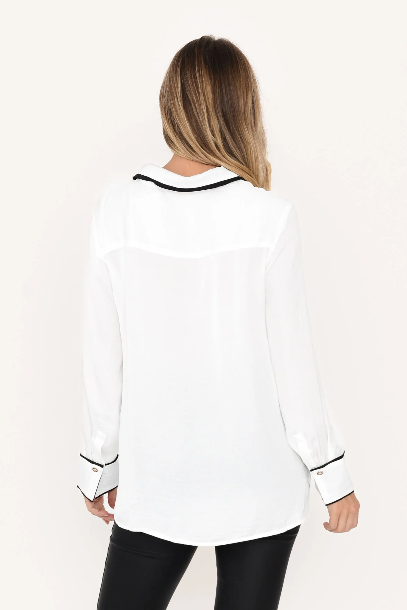 Crete White Contrast Collared Shirt - Image 4