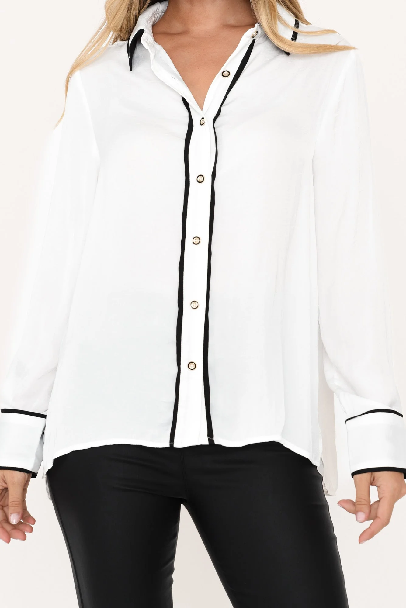Crete White Contrast Collared Shirt - Image 5