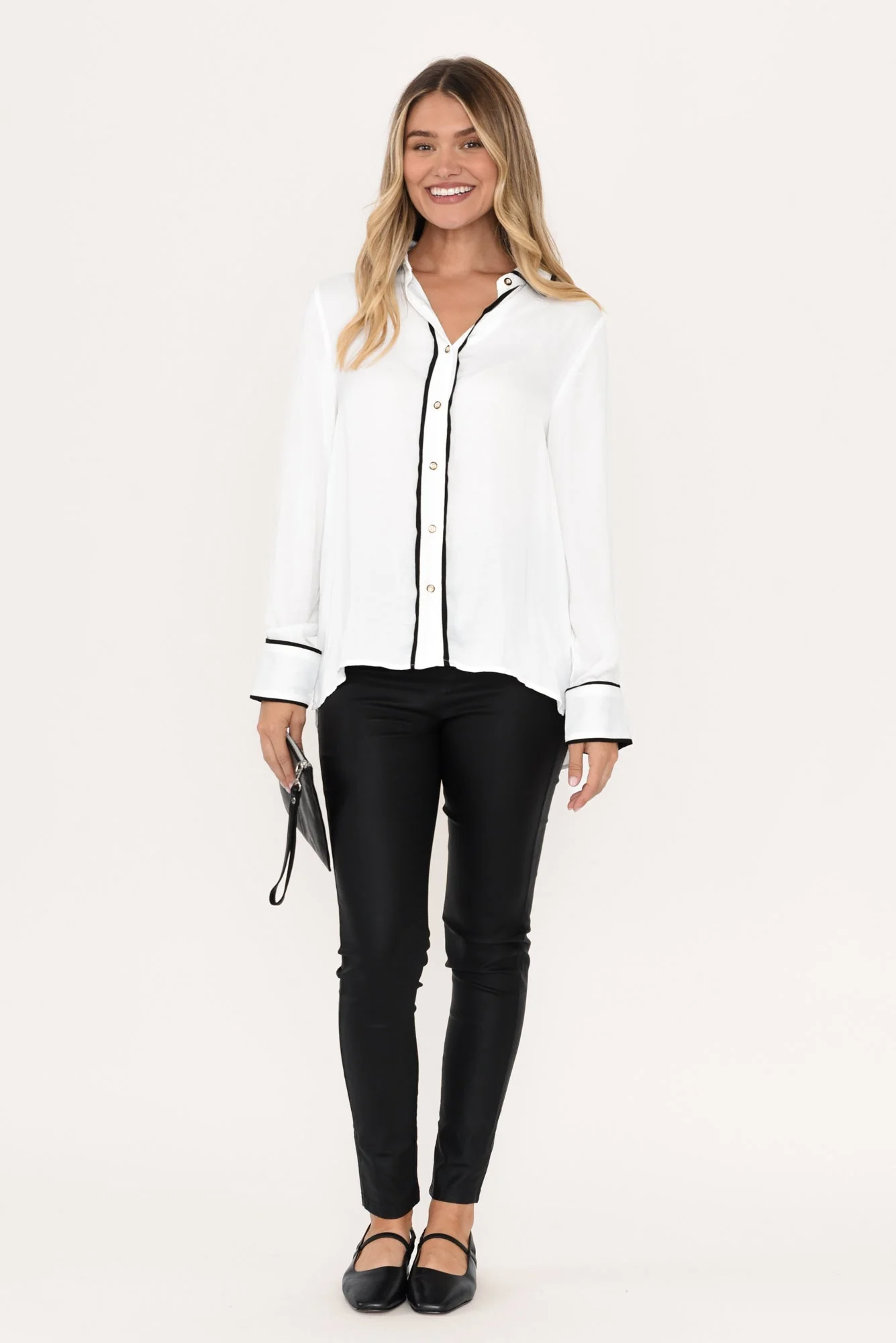 Crete White Contrast Collared Shirt - Image 6
