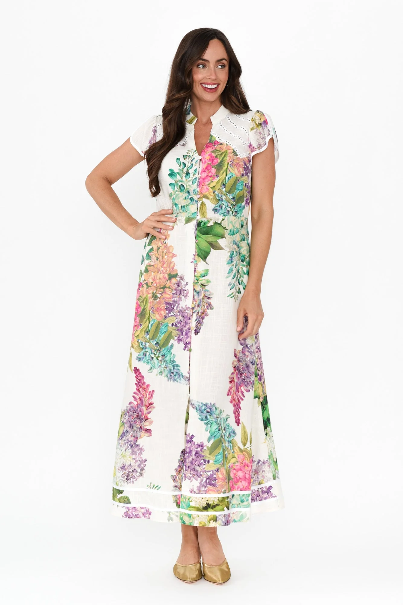 Cristina Wisteria Alba Linen Blend Dress - Image 2