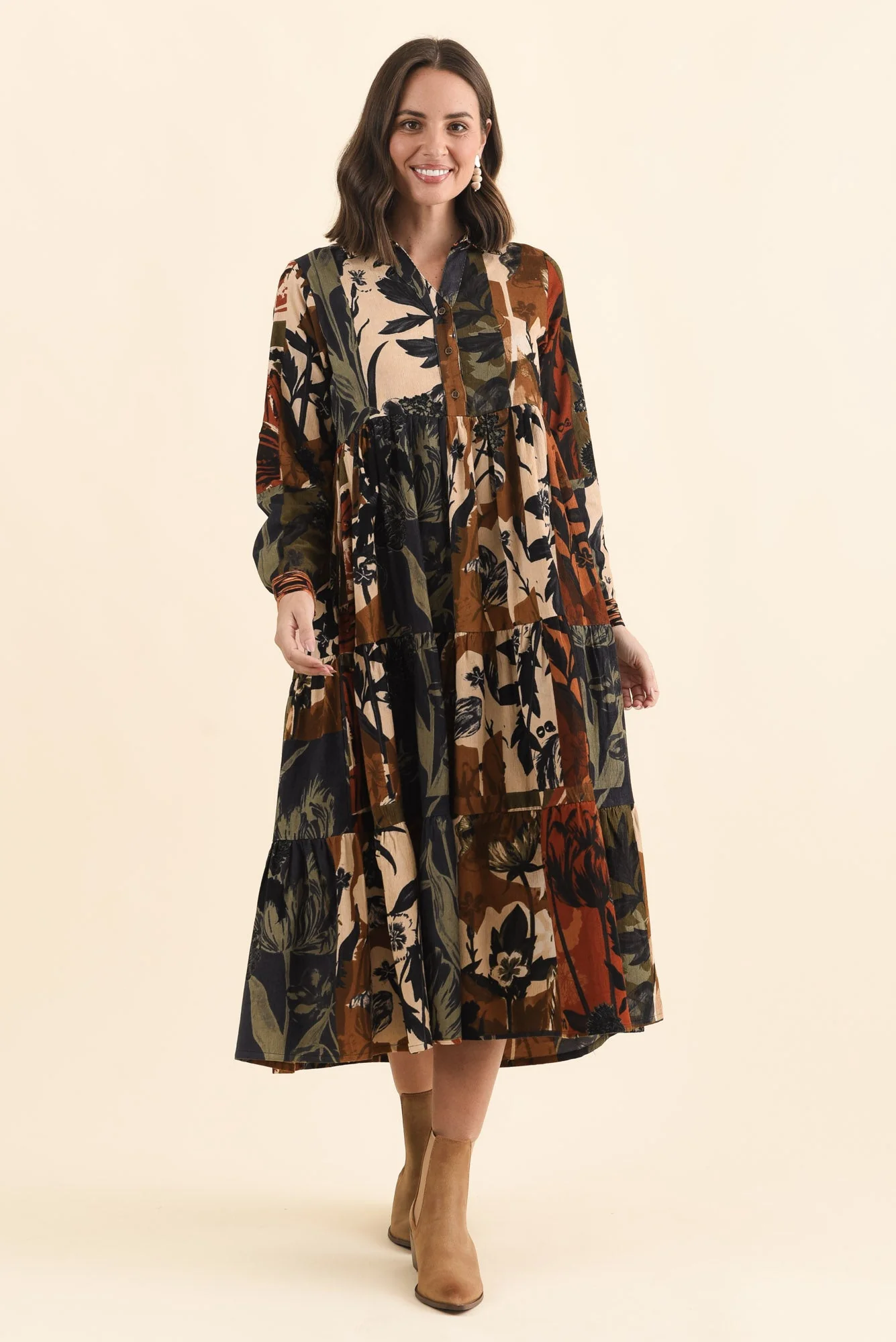 Crowne Orange Floral Cotton Pocket Dress - Image 3