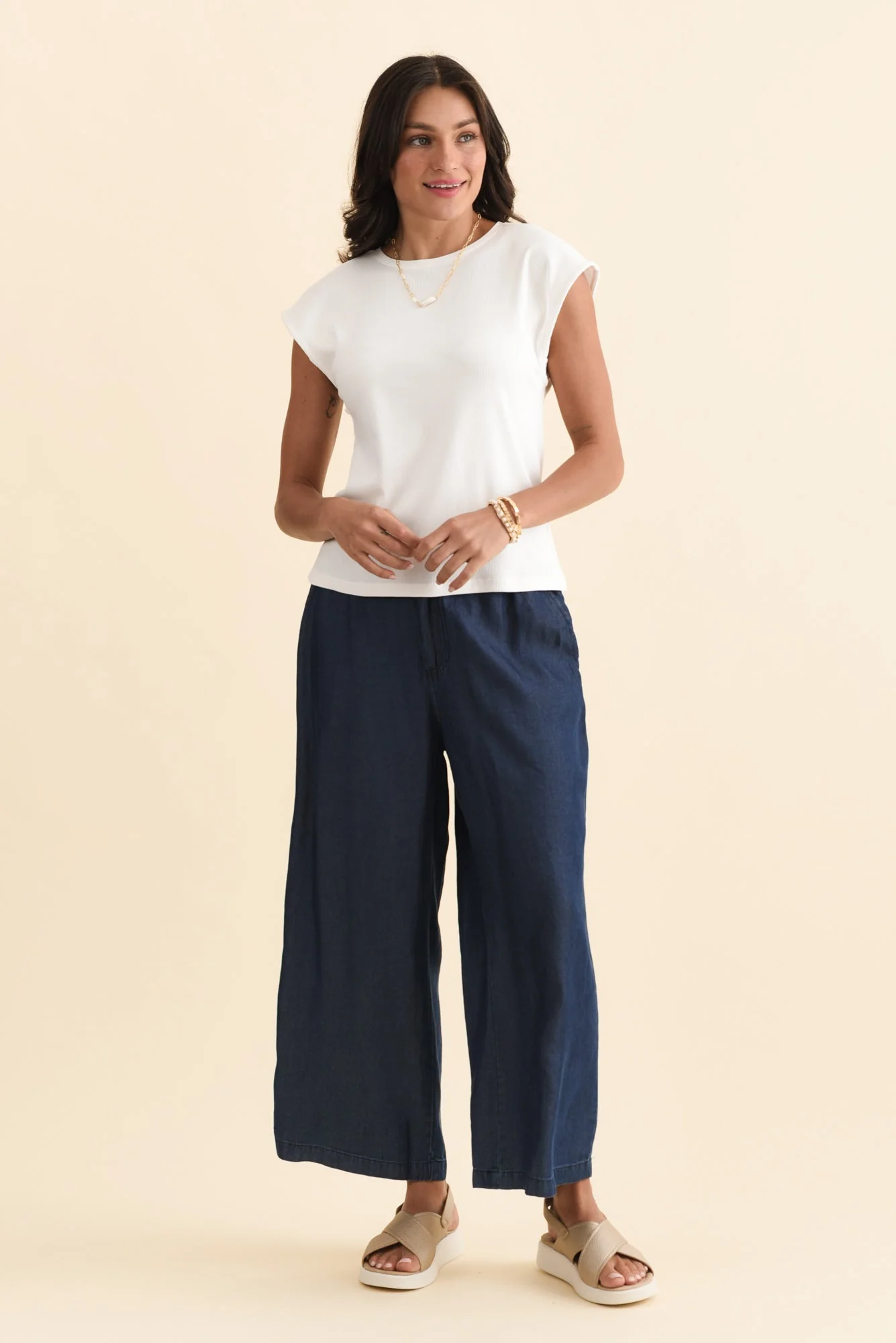 Cuff White Ribbed Tee - Image 6