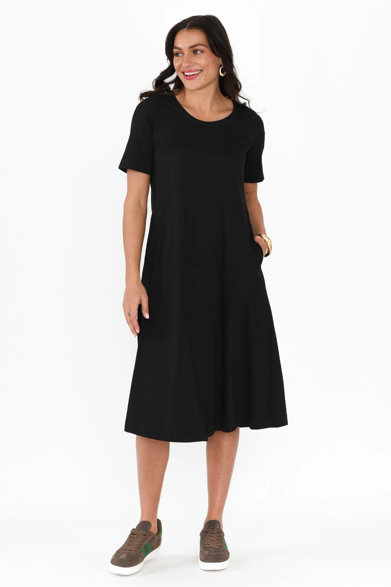 Cynthia Black Cotton Tee Dress - Image 2