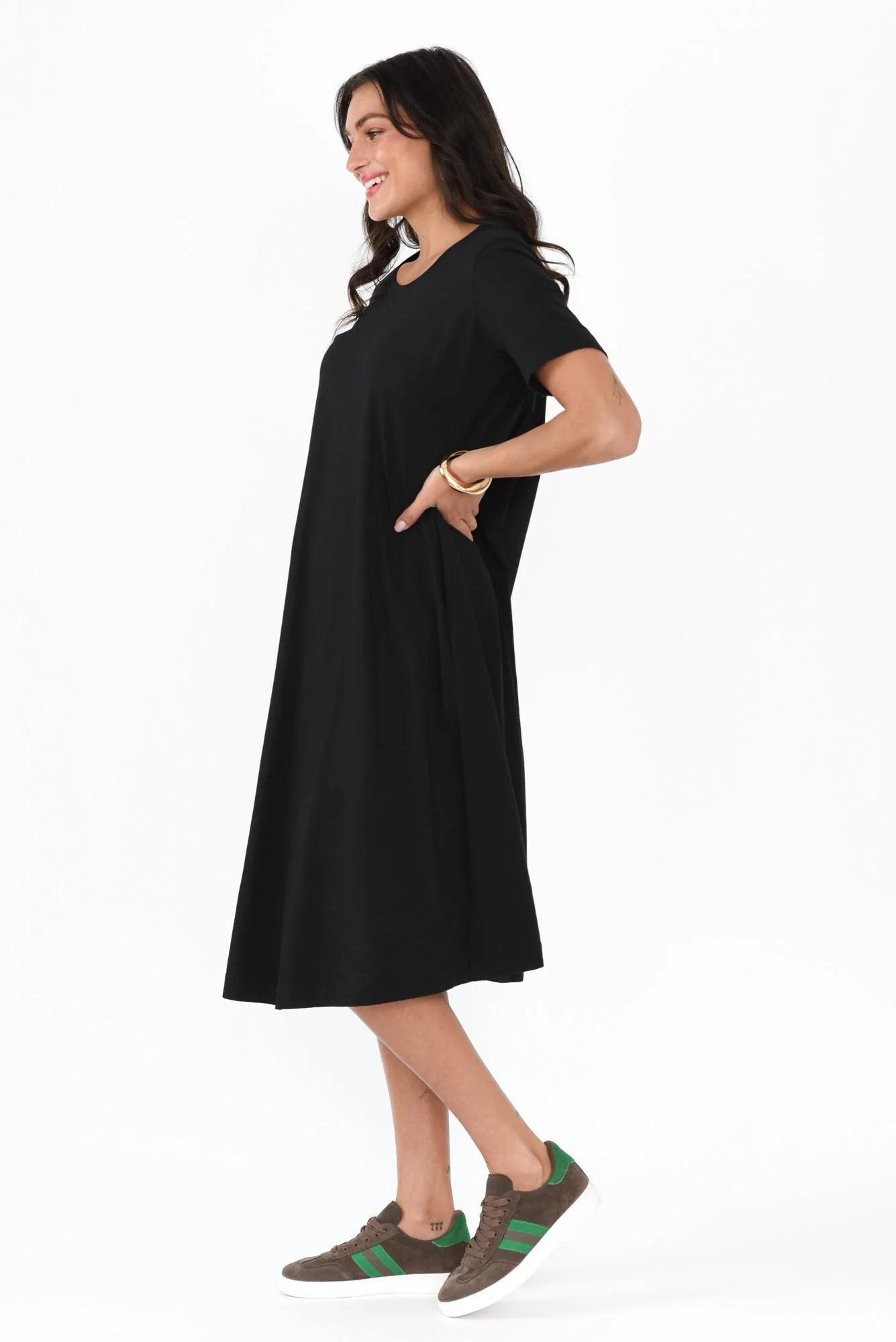 Cynthia Black Cotton Tee Dress - Image 3