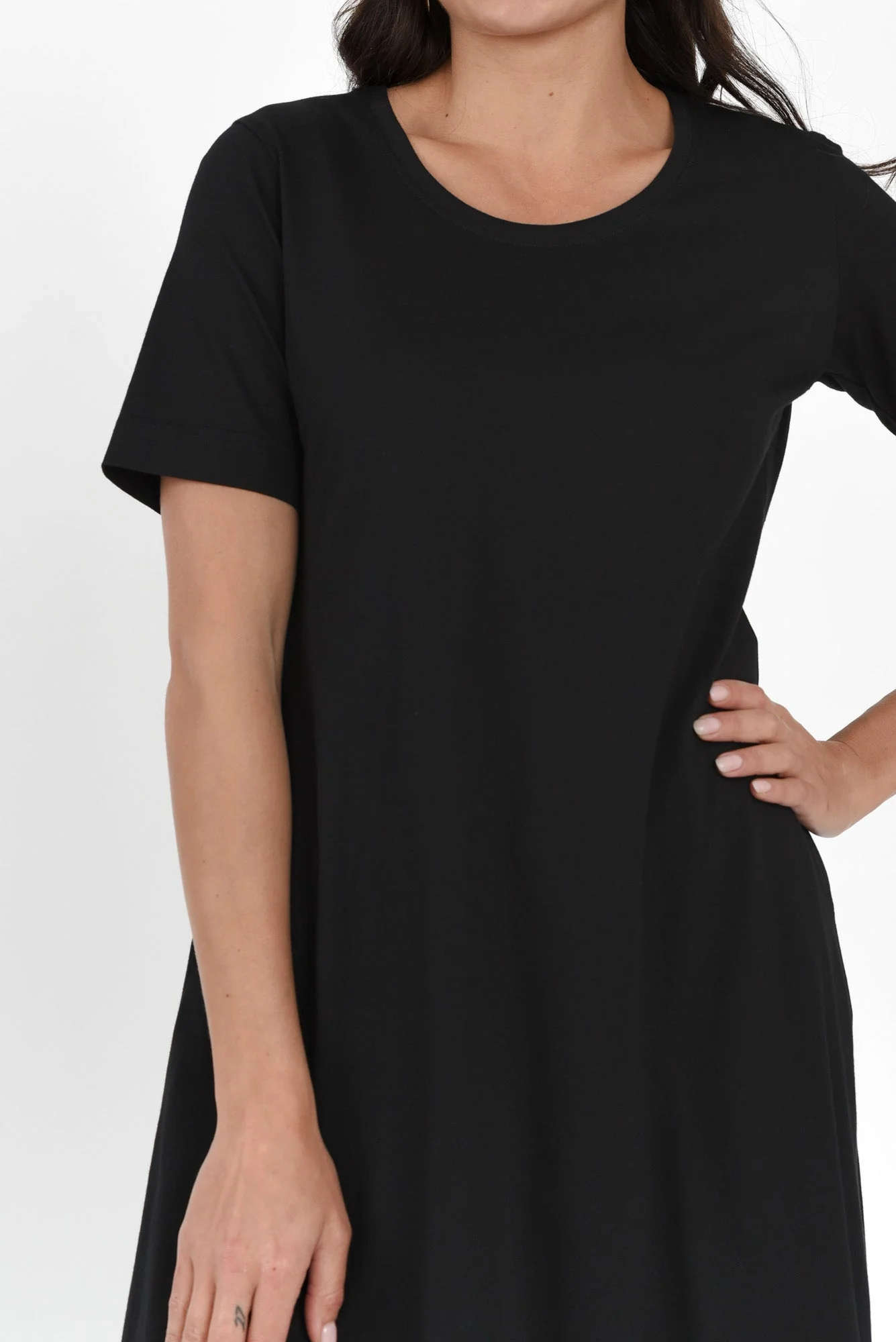 Cynthia Black Cotton Tee Dress - Image 5
