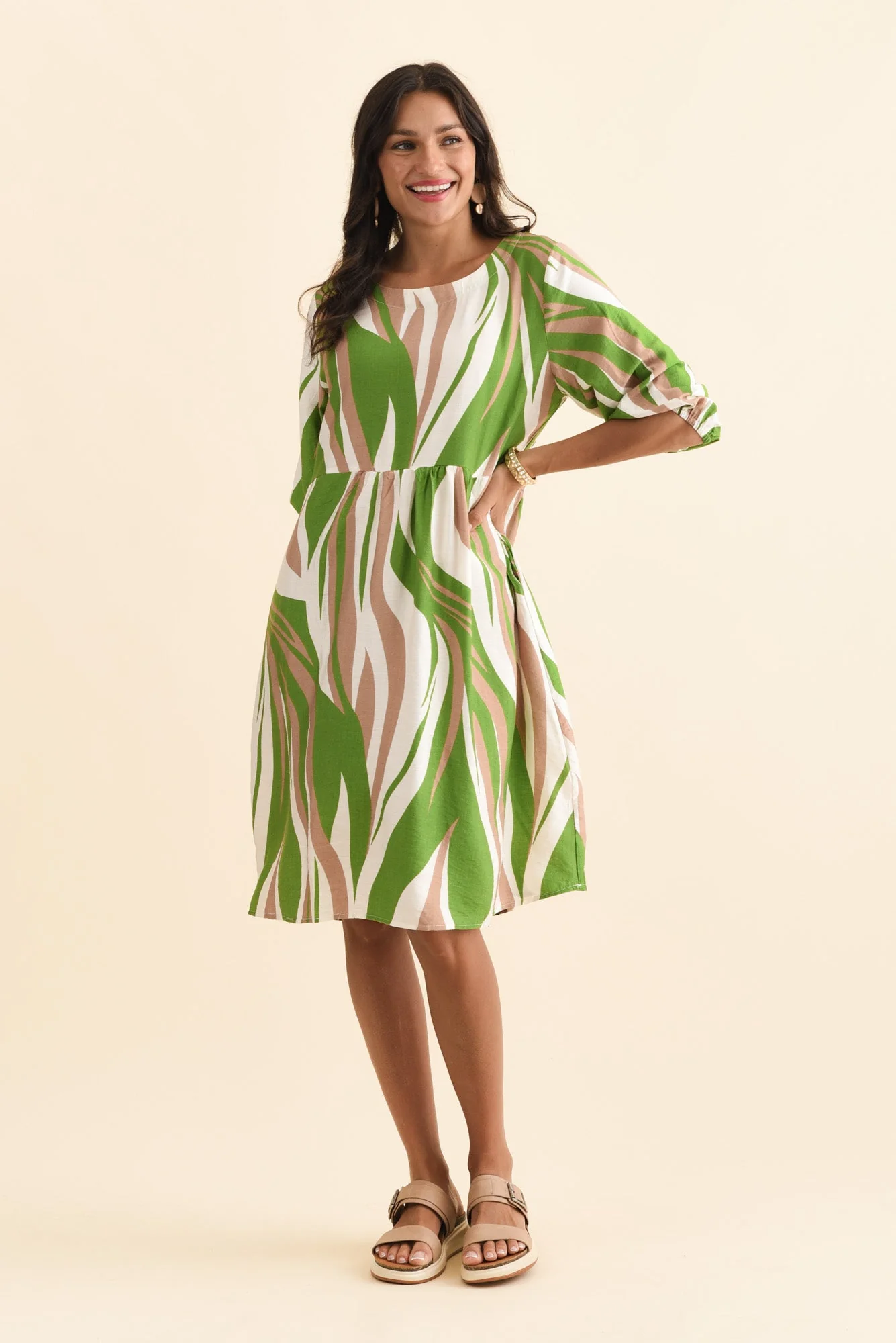 Cyrus Green Marble Cotton Blend Dress - Image 2