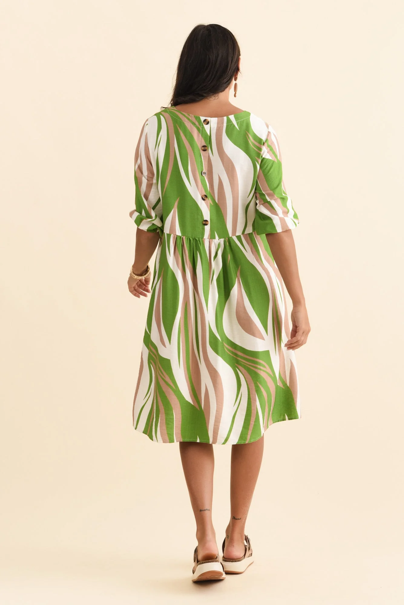 Cyrus Green Marble Cotton Blend Dress - Image 4