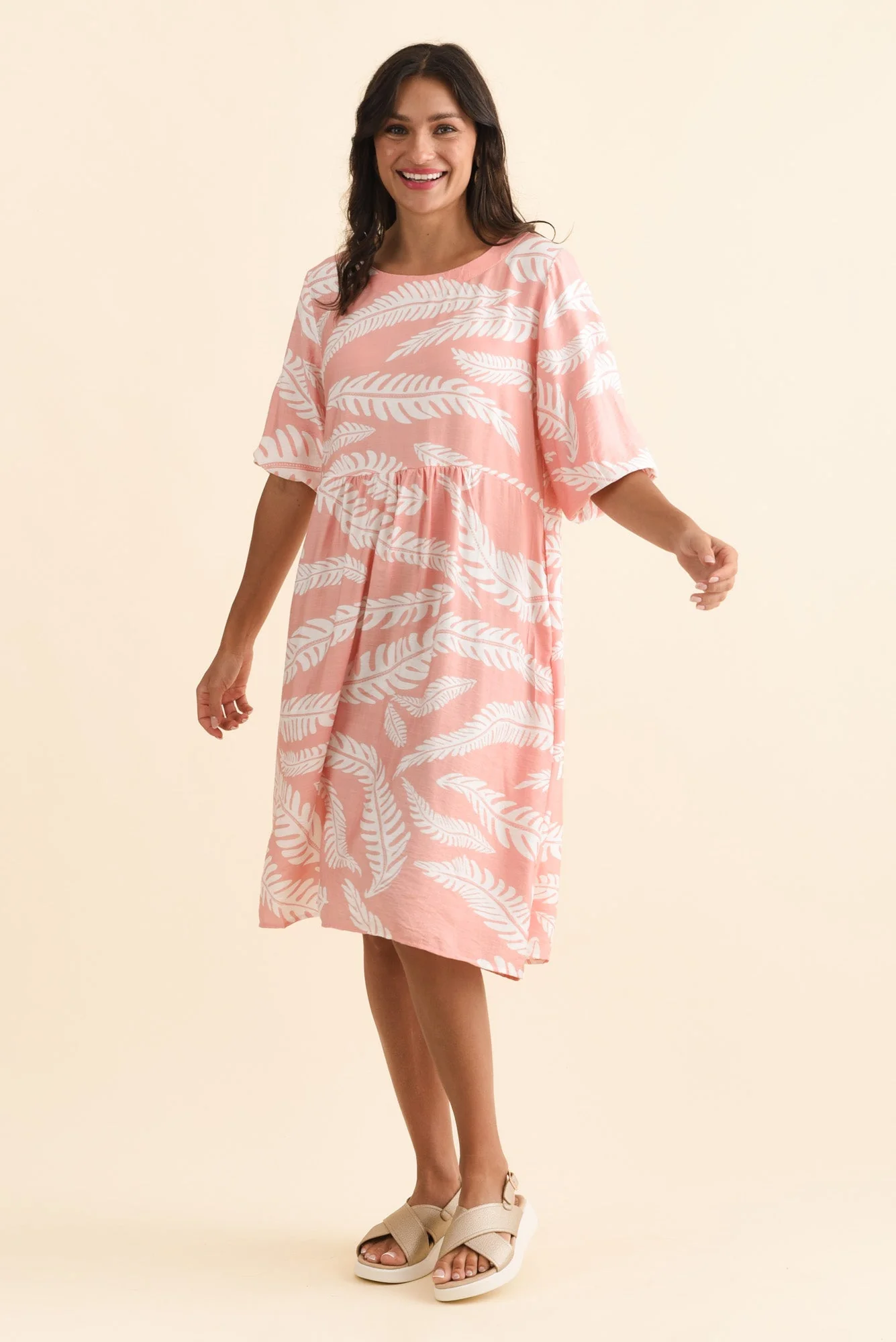 Cyrus Pink Fern Cotton Blend Dress - Image 2