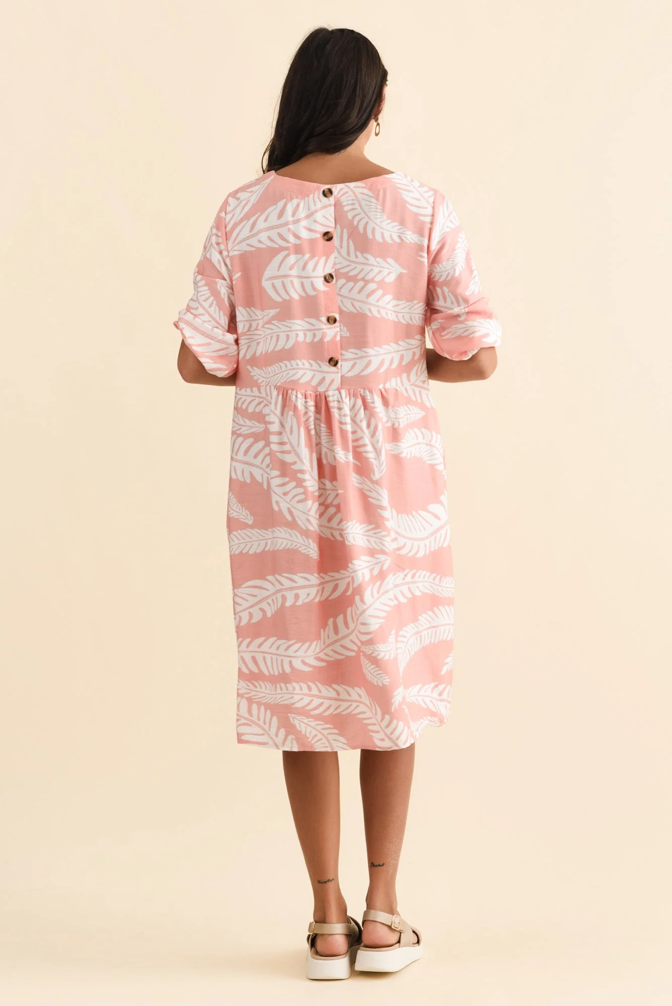Cyrus Pink Fern Cotton Blend Dress - Image 4
