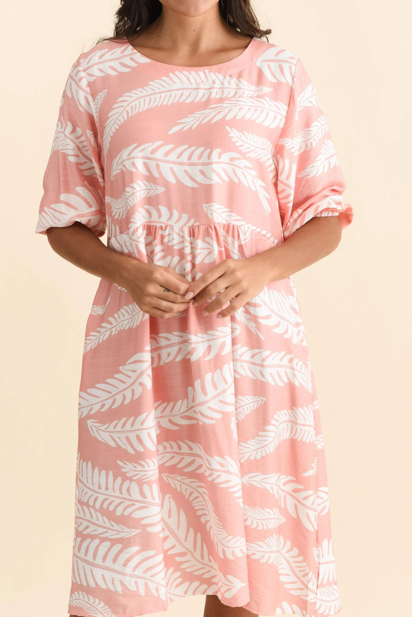 Cyrus Pink Fern Cotton Blend Dress - Image 5