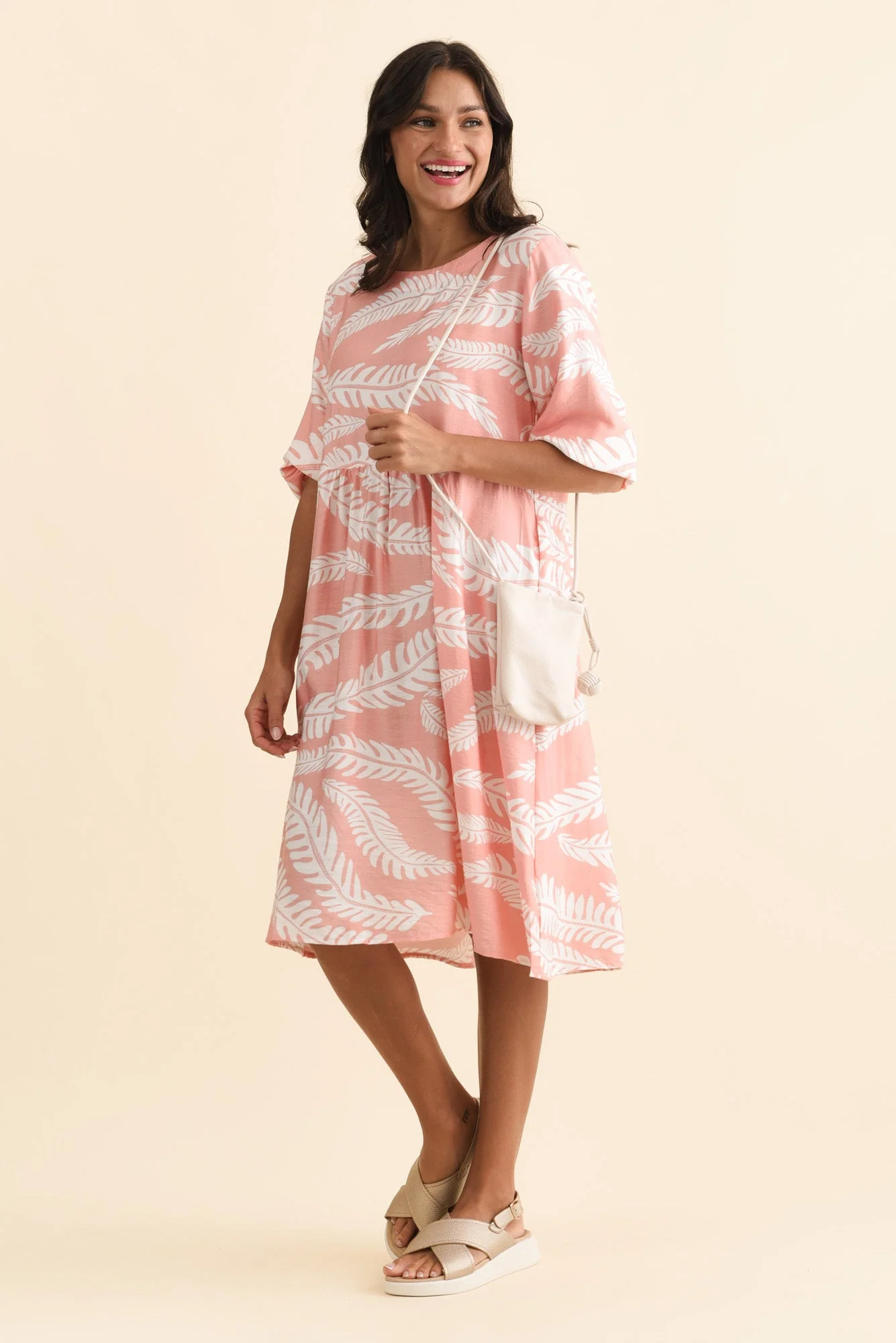 Cyrus Pink Fern Cotton Blend Dress - Image 6